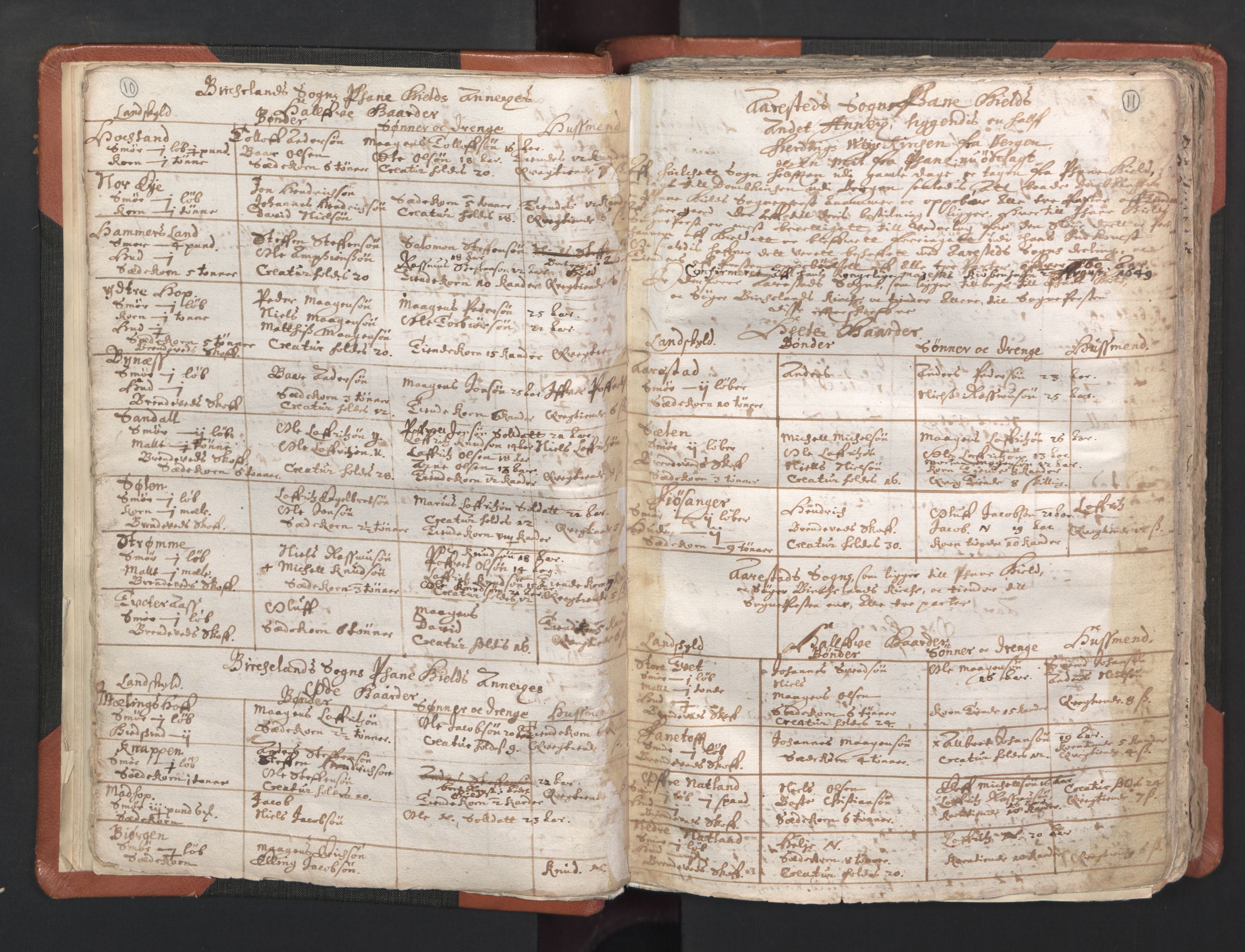 RA, Vicar's Census 1664-1666, no. 22: Nordhordland deanery, 1664-1666, p. 10-11