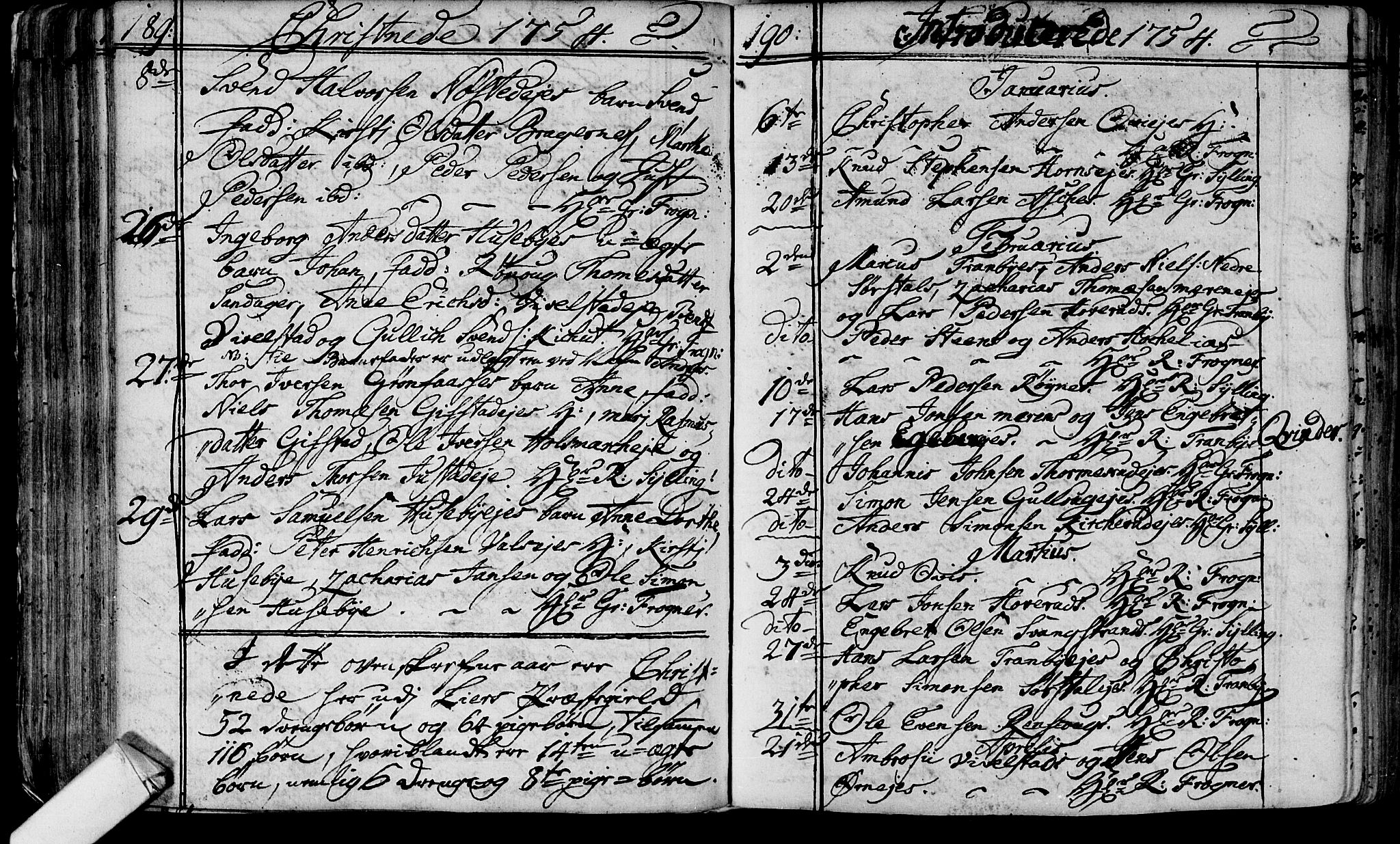 Lier kirkebøker, AV/SAKO-A-230/F/Fa/L0004: Parish register (official) no. I 4, 1749-1764, p. 189-190