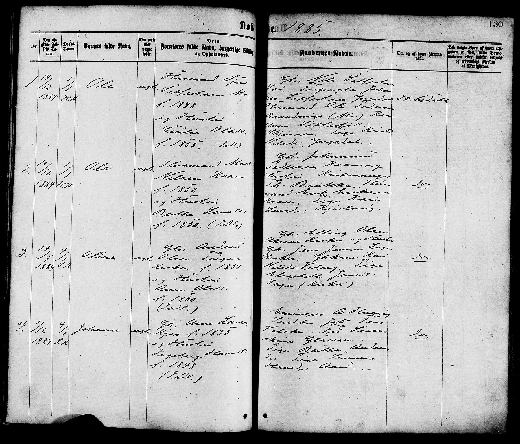 Hafslo sokneprestembete, AV/SAB-A-80301/H/Haa/Haaa/L0011: Parish register (official) no. A 11, 1873-1886, p. 130