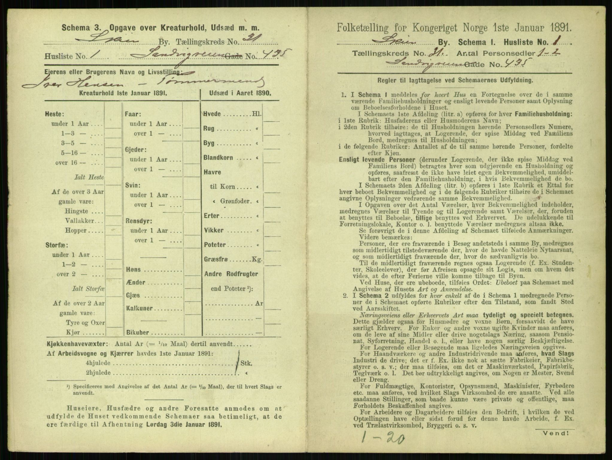 RA, 1891 census for 0806 Skien, 1891, p. 1170