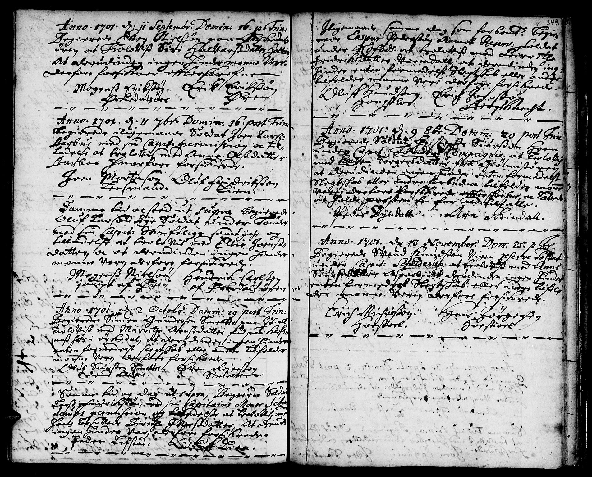 Ministerialprotokoller, klokkerbøker og fødselsregistre - Sør-Trøndelag, SAT/A-1456/668/L0801: Parish register (official) no. 668A01, 1695-1716, p. 348-349