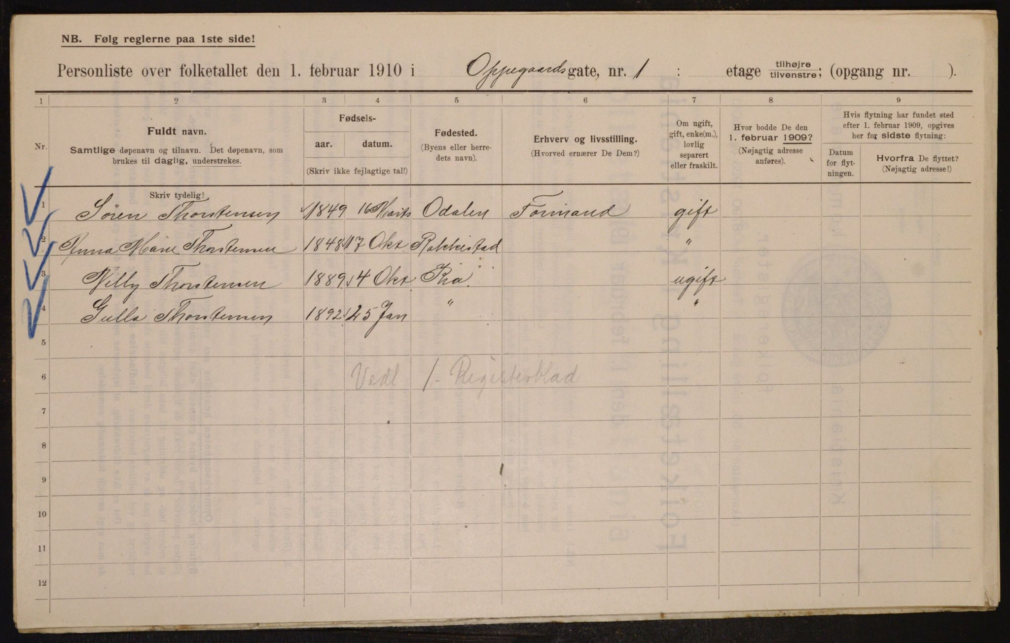 OBA, Municipal Census 1910 for Kristiania, 1910, p. 72938