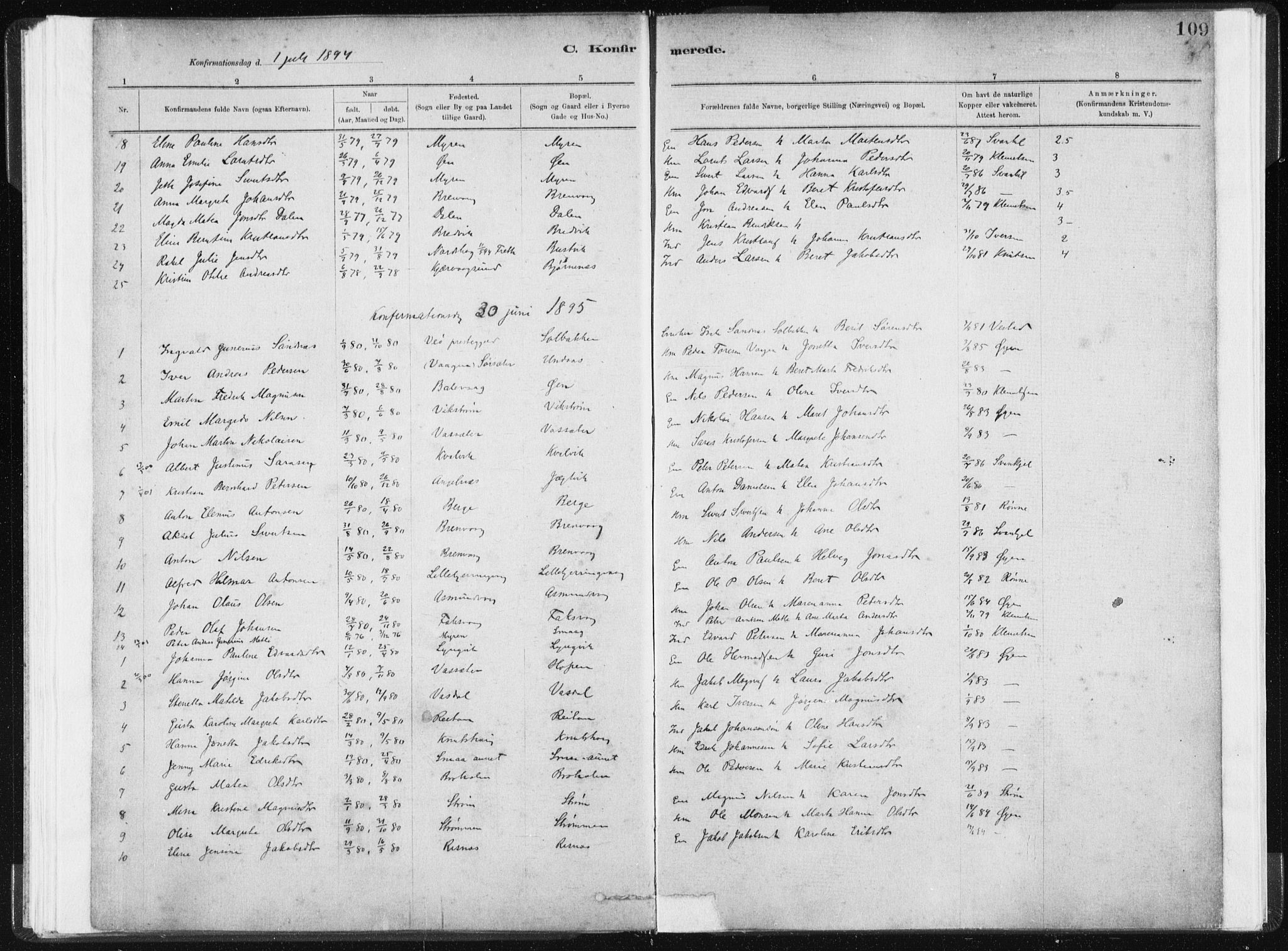 Ministerialprotokoller, klokkerbøker og fødselsregistre - Sør-Trøndelag, SAT/A-1456/634/L0533: Parish register (official) no. 634A09, 1882-1901, p. 109
