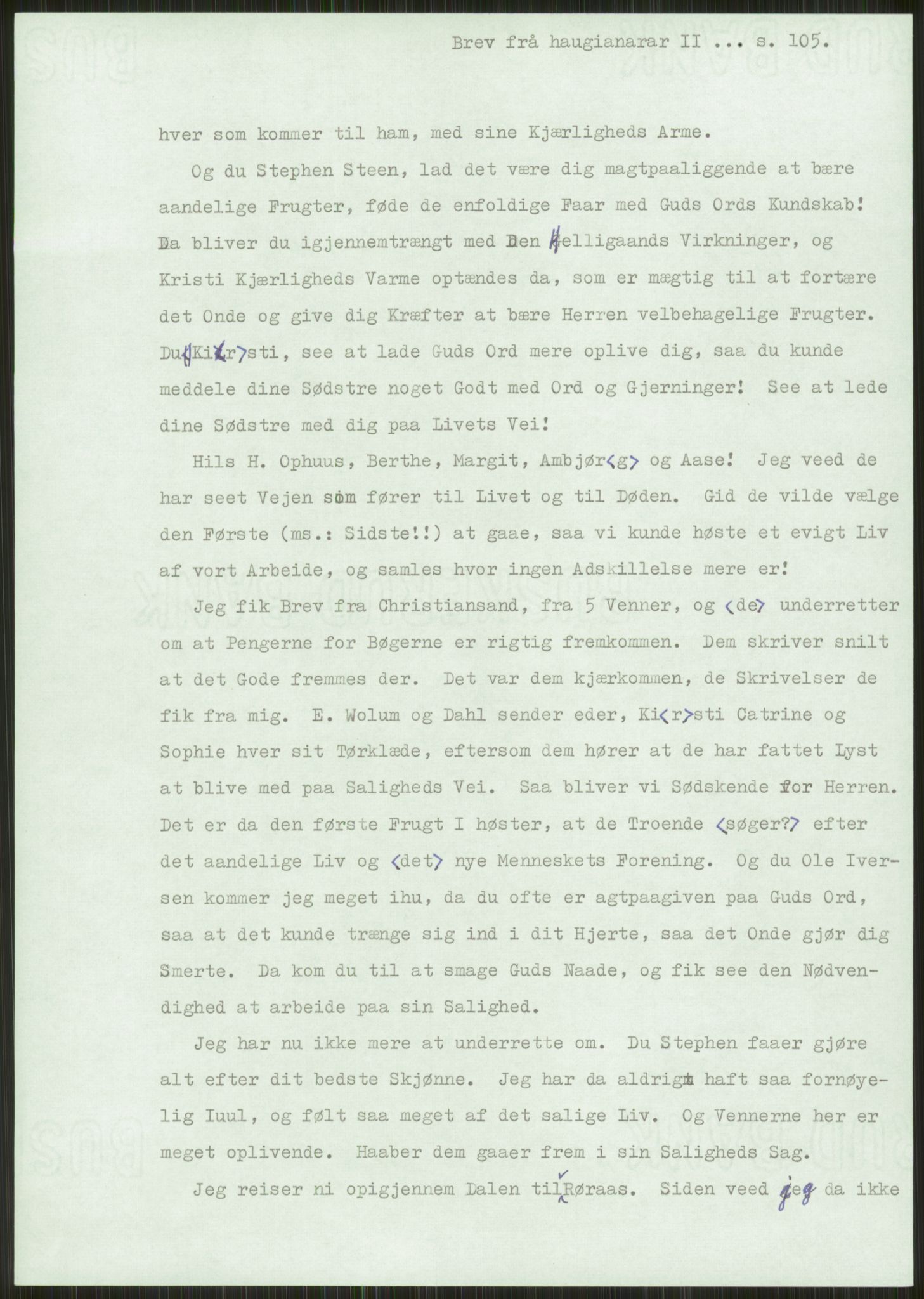 Samlinger til kildeutgivelse, Haugianerbrev, AV/RA-EA-6834/F/L0002: Haugianerbrev II: 1805-1821, 1805-1821, p. 105