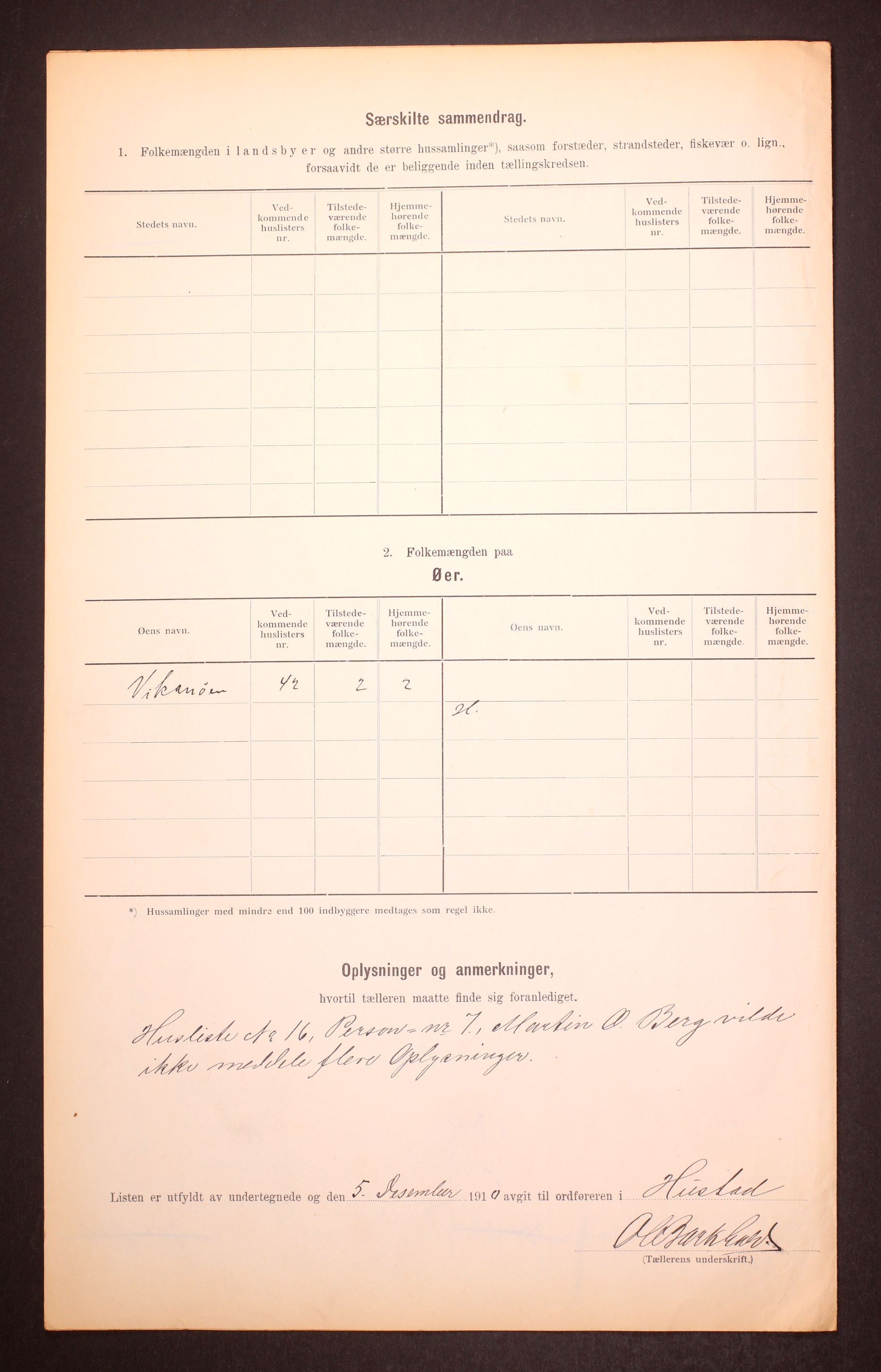 RA, 1910 census for Hustad (Sandvollan), 1910, p. 6