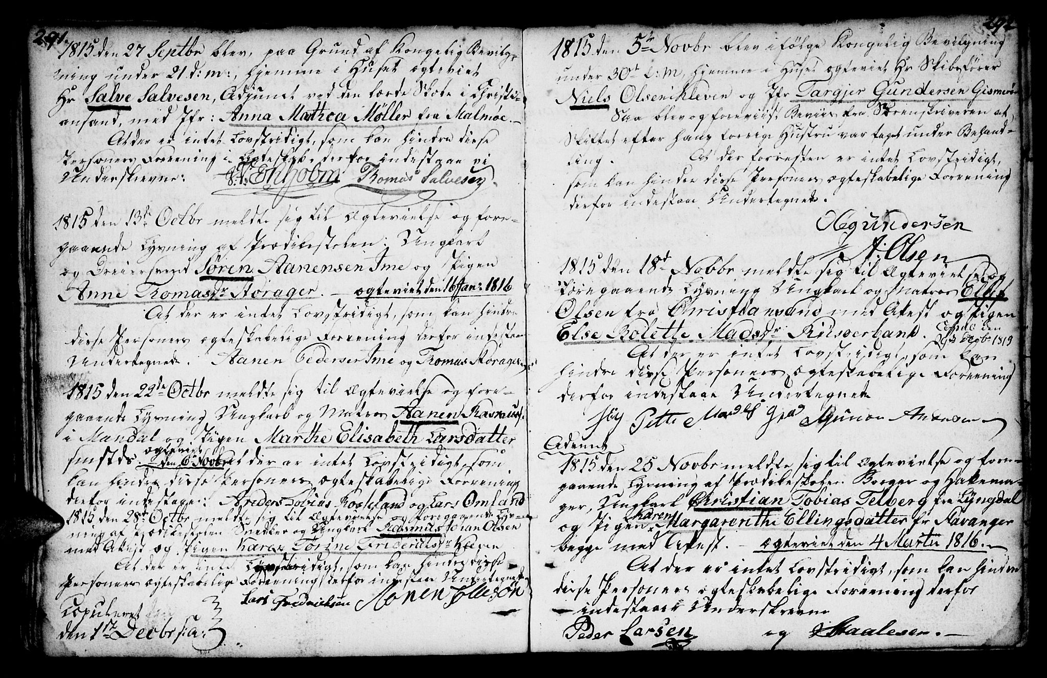 Mandal sokneprestkontor, AV/SAK-1111-0030/F/Fa/Faa/L0007: Parish register (official) no. A 7, 1783-1818, p. 291-292