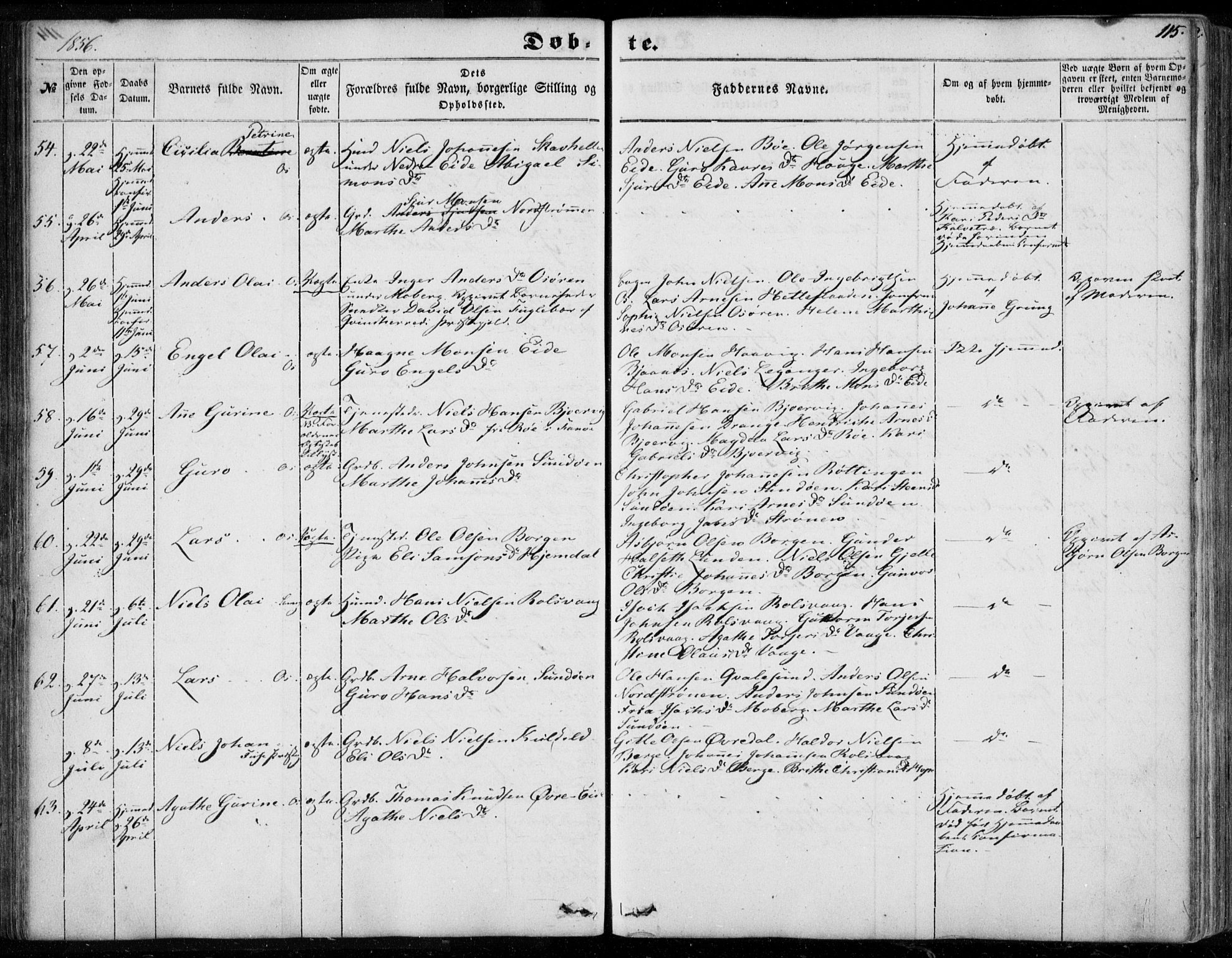 Os sokneprestembete, SAB/A-99929: Parish register (official) no. A 16, 1851-1859, p. 115
