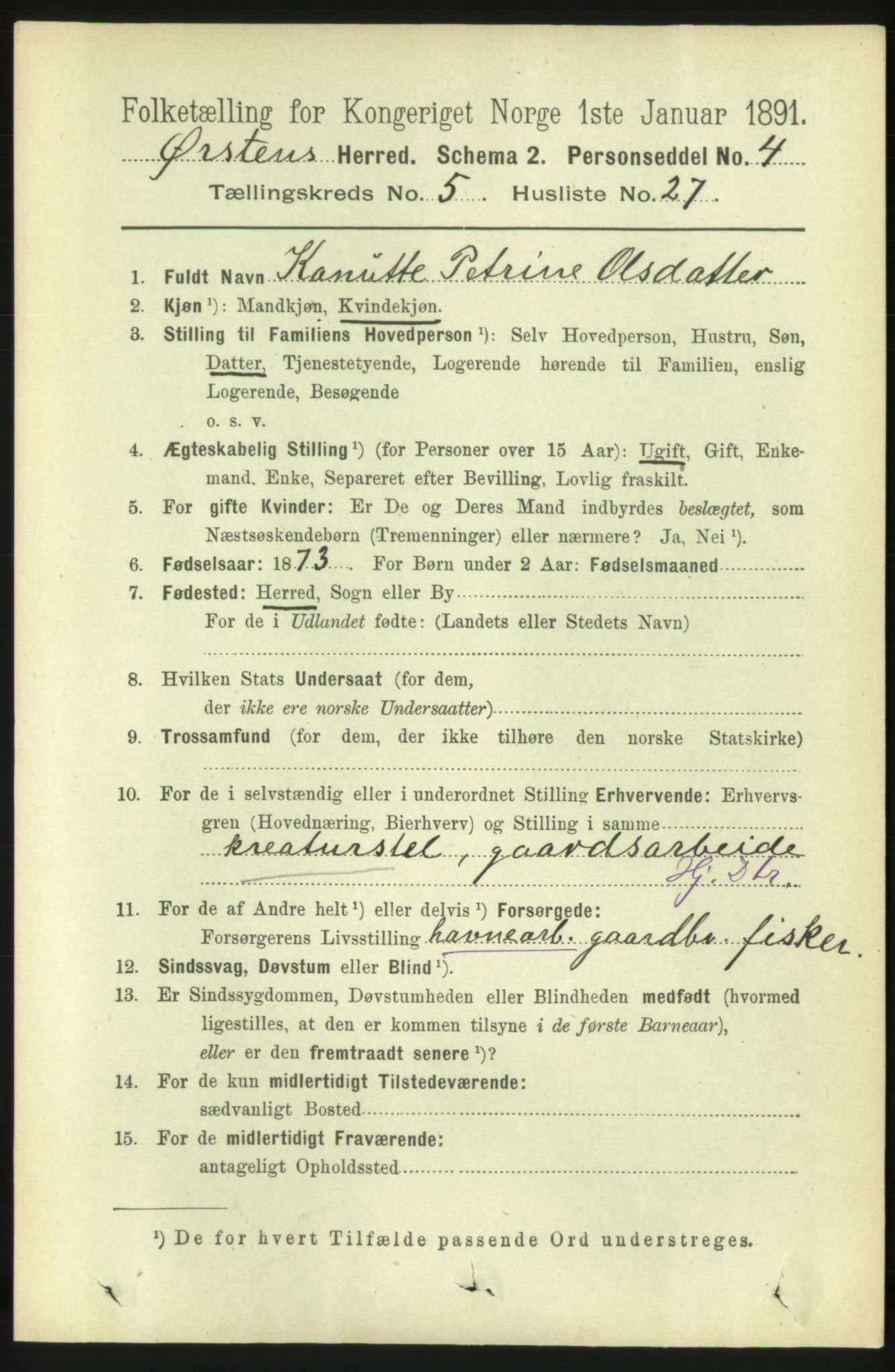 RA, 1891 census for 1520 Ørsta, 1891, p. 2442