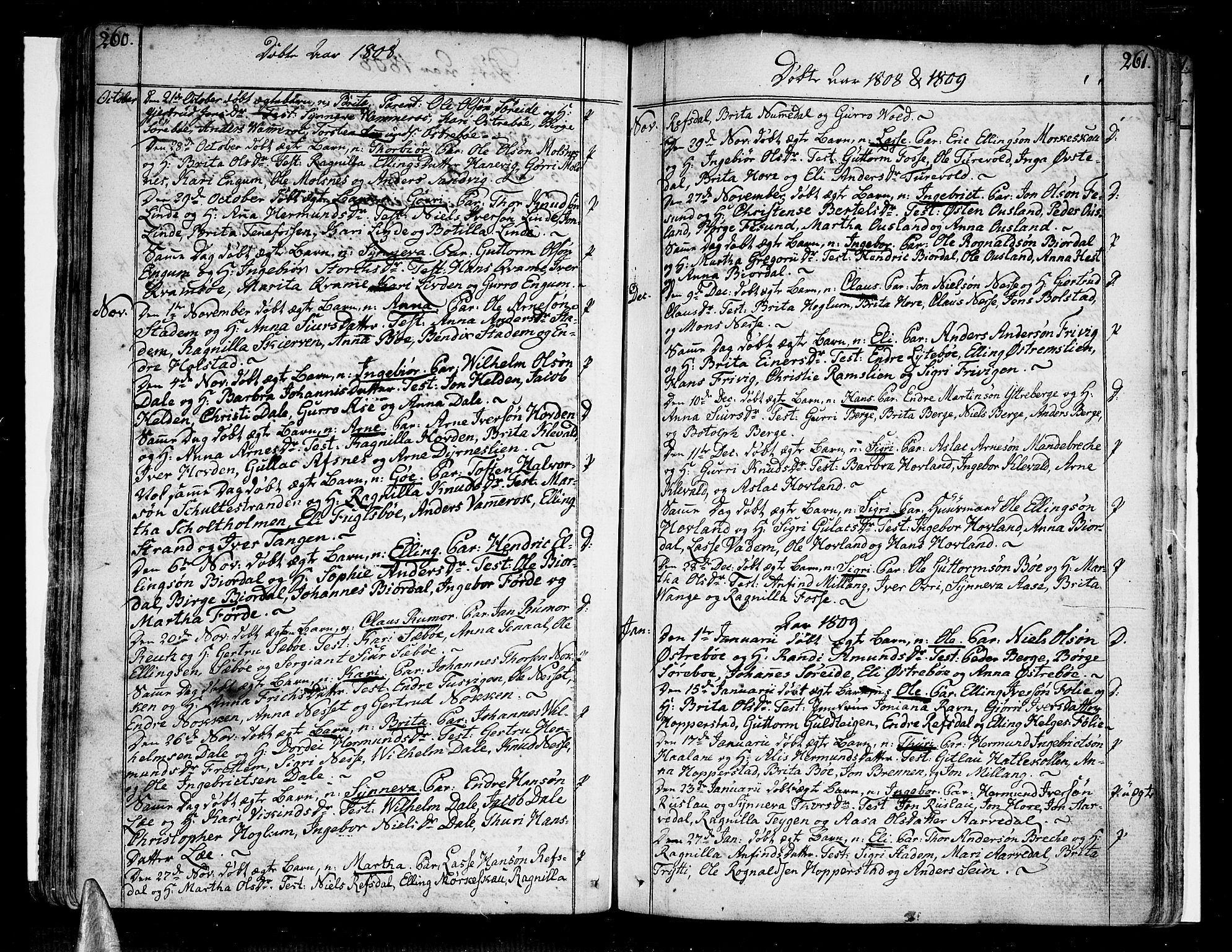 Vik sokneprestembete, SAB/A-81501: Parish register (official) no. A 5, 1787-1820, p. 260-261