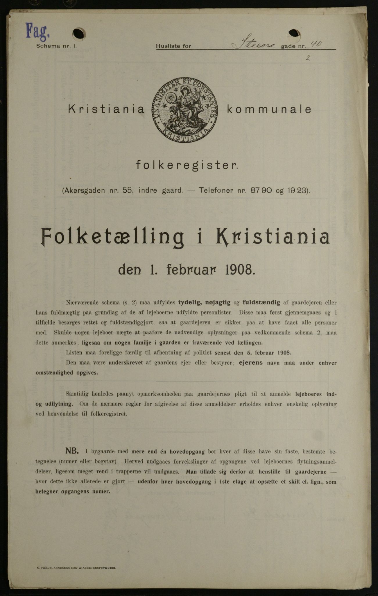OBA, Municipal Census 1908 for Kristiania, 1908, p. 91946