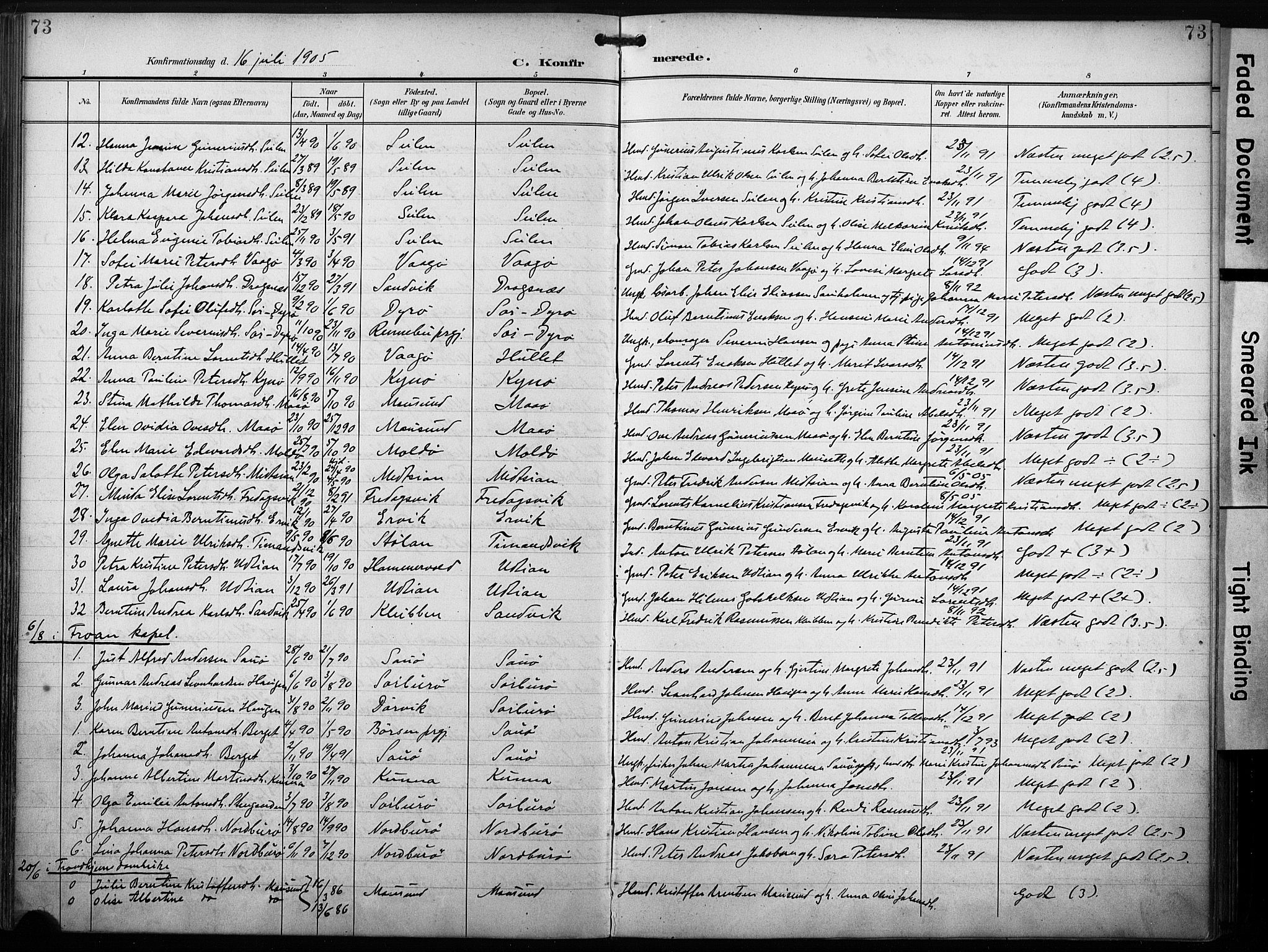 Ministerialprotokoller, klokkerbøker og fødselsregistre - Sør-Trøndelag, AV/SAT-A-1456/640/L0580: Parish register (official) no. 640A05, 1902-1910, p. 73