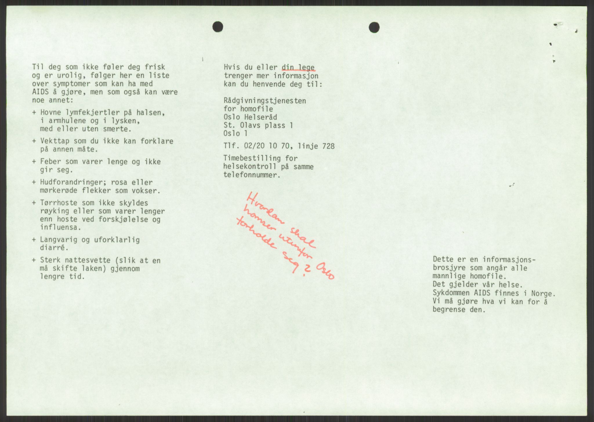 Det Norske Forbundet av 1948/Landsforeningen for Lesbisk og Homofil Frigjøring, AV/RA-PA-1216/D/Db/L0001: Aids, 1983-1987, p. 103