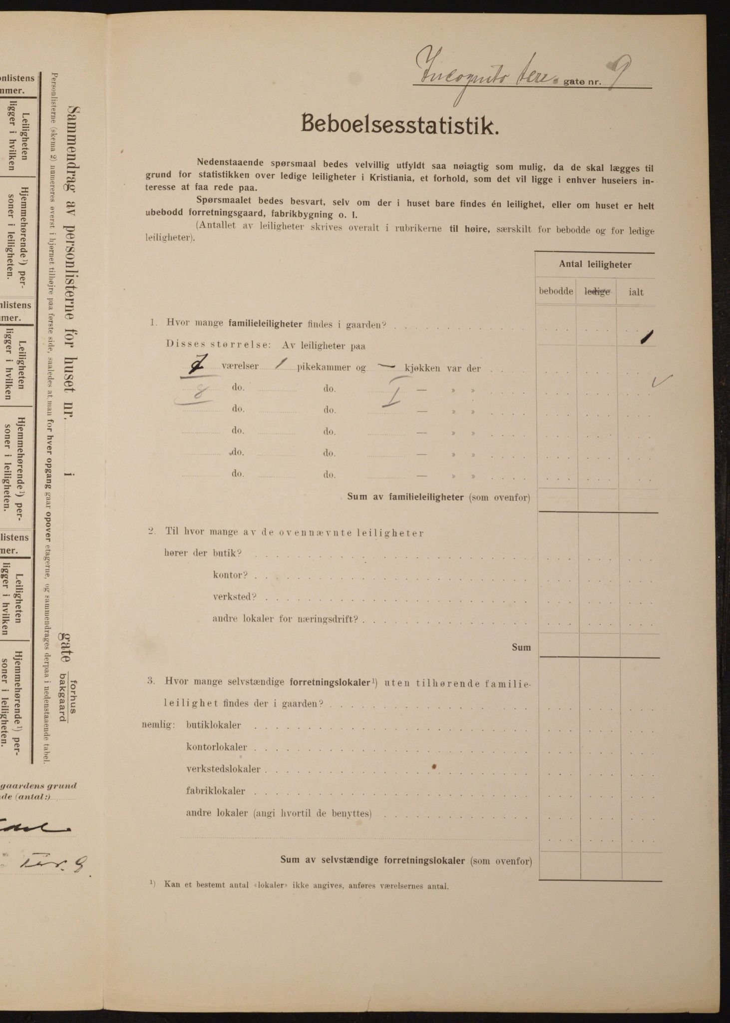 OBA, Municipal Census 1910 for Kristiania, 1910, p. 43399