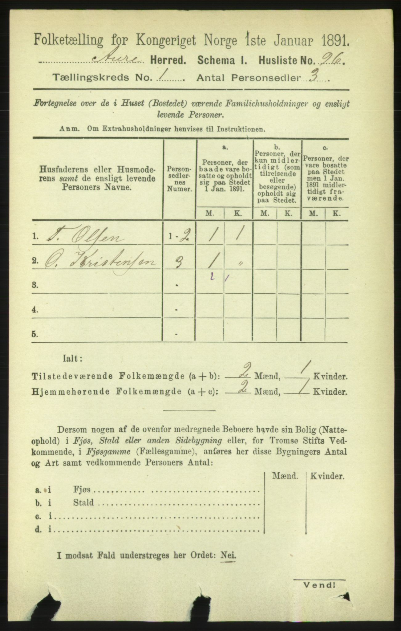 RA, 1891 census for 1569 Aure, 1891, p. 120