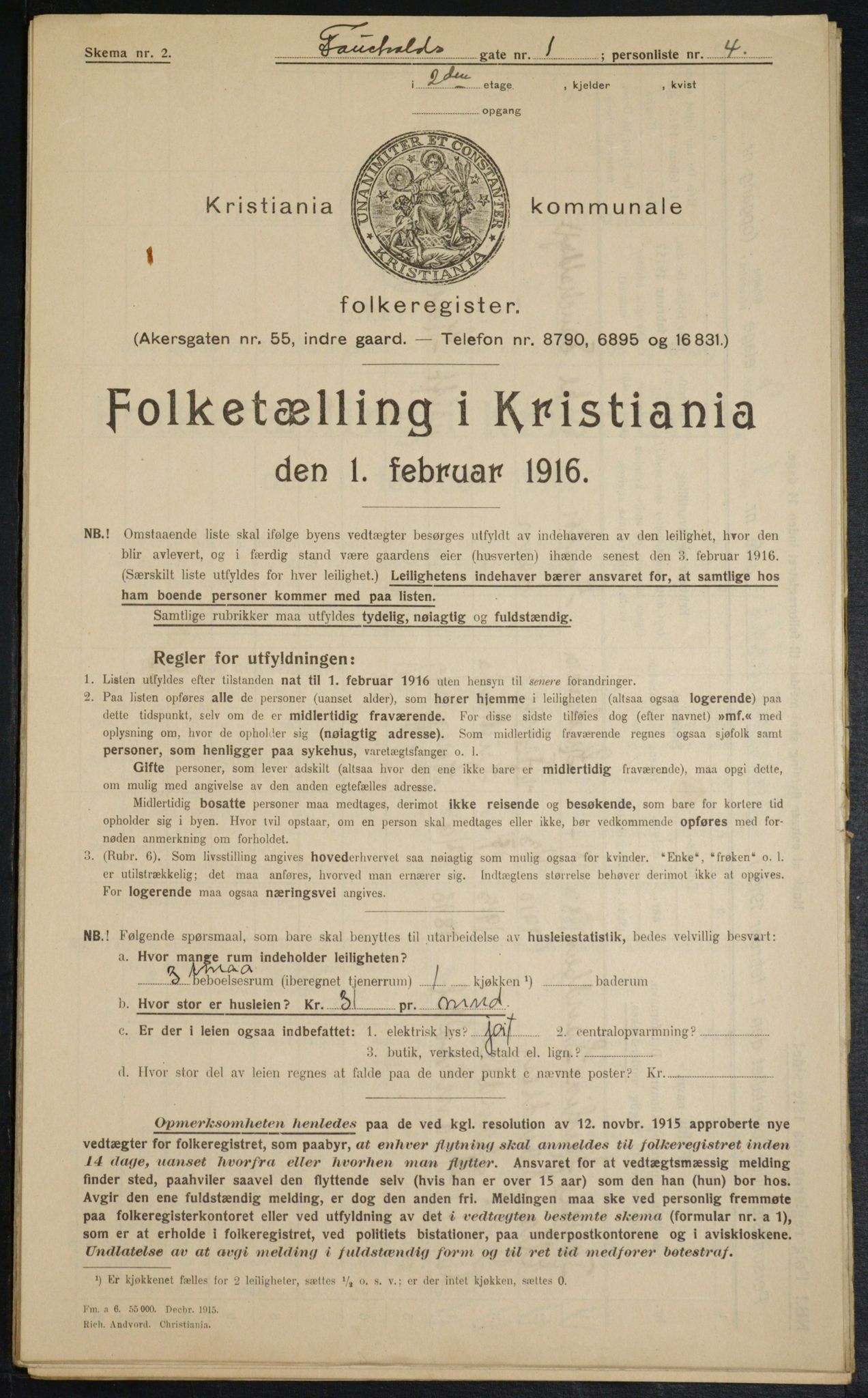 OBA, Municipal Census 1916 for Kristiania, 1916, p. 24057