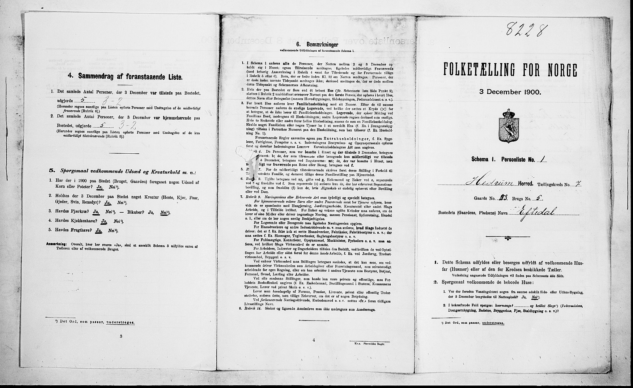 RA, 1900 census for Hedrum, 1900, p. 586