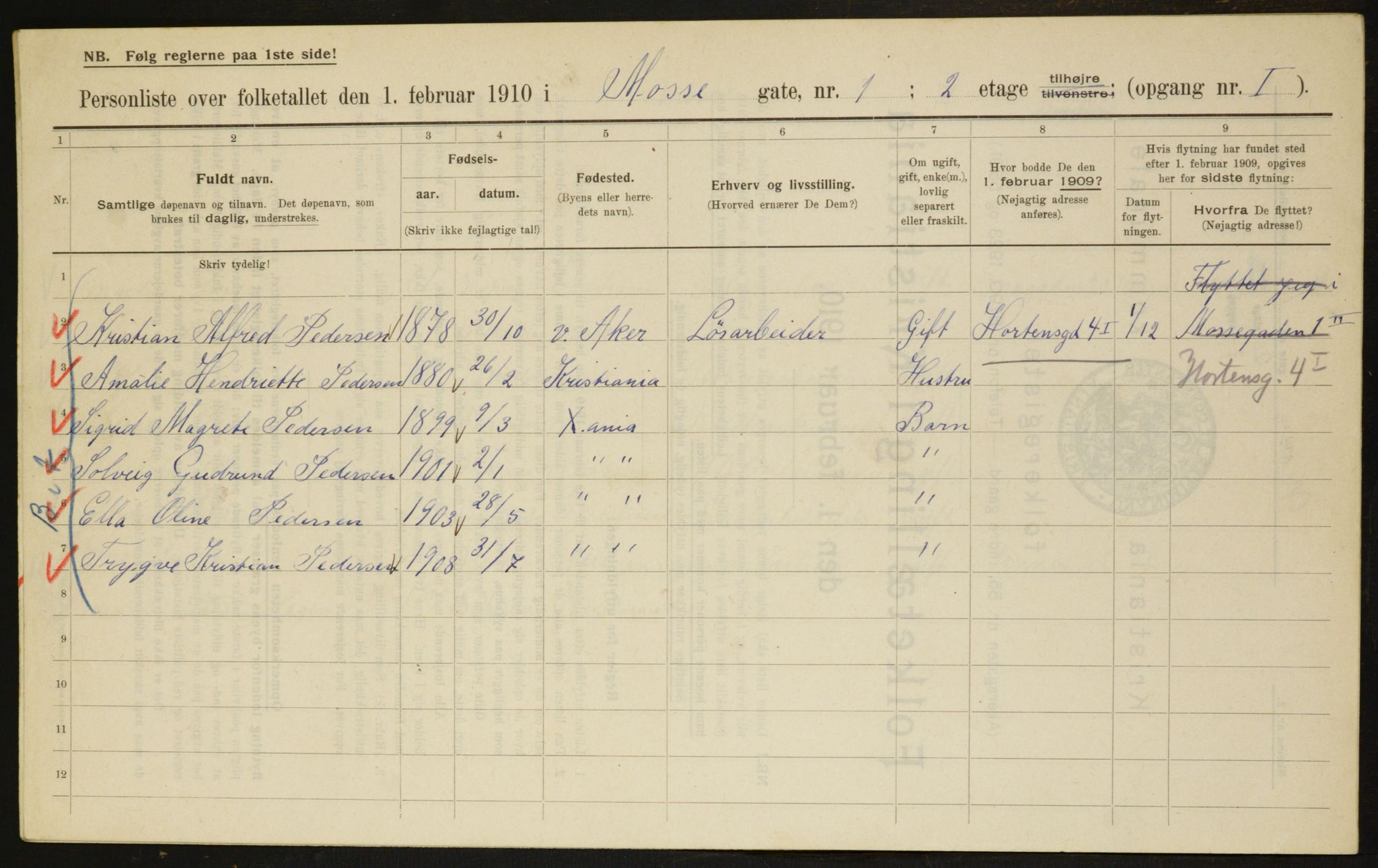 OBA, Municipal Census 1910 for Kristiania, 1910, p. 63545