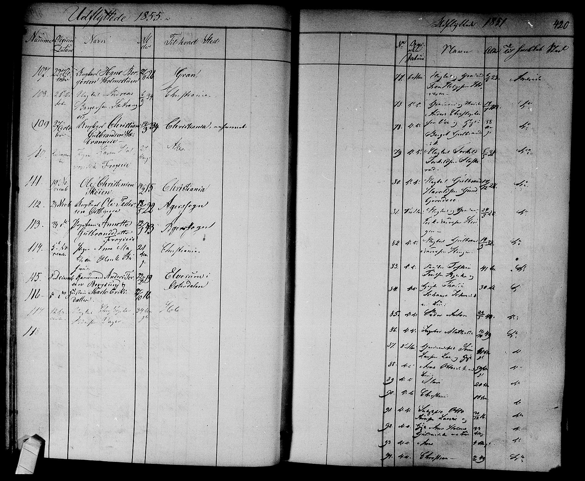 Norderhov kirkebøker, AV/SAKO-A-237/F/Fa/L0011: Parish register (official) no. 11, 1847-1856, p. 420