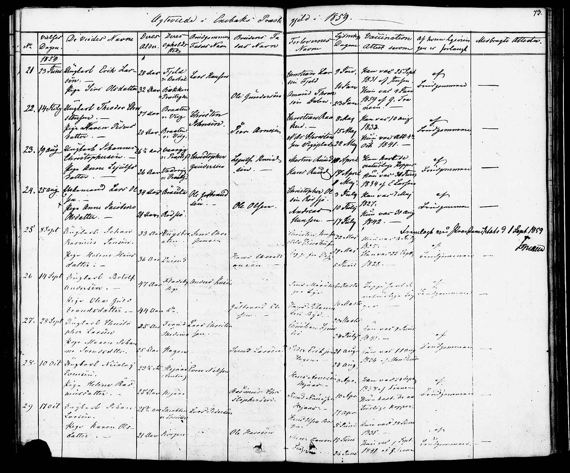 Enebakk prestekontor Kirkebøker, SAO/A-10171c/F/Fa/L0012: Parish register (official) no. I 12, 1832-1882, p. 73