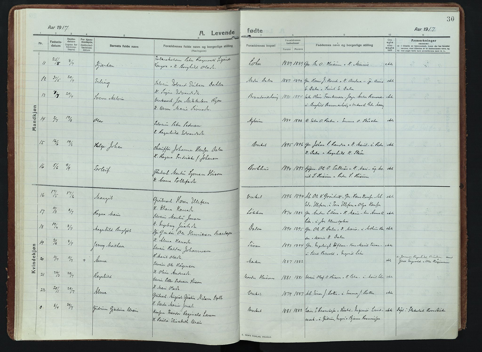 Alvdal prestekontor, AV/SAH-PREST-060/H/Ha/Haa/L0005: Parish register (official) no. 5, 1913-1930, p. 30