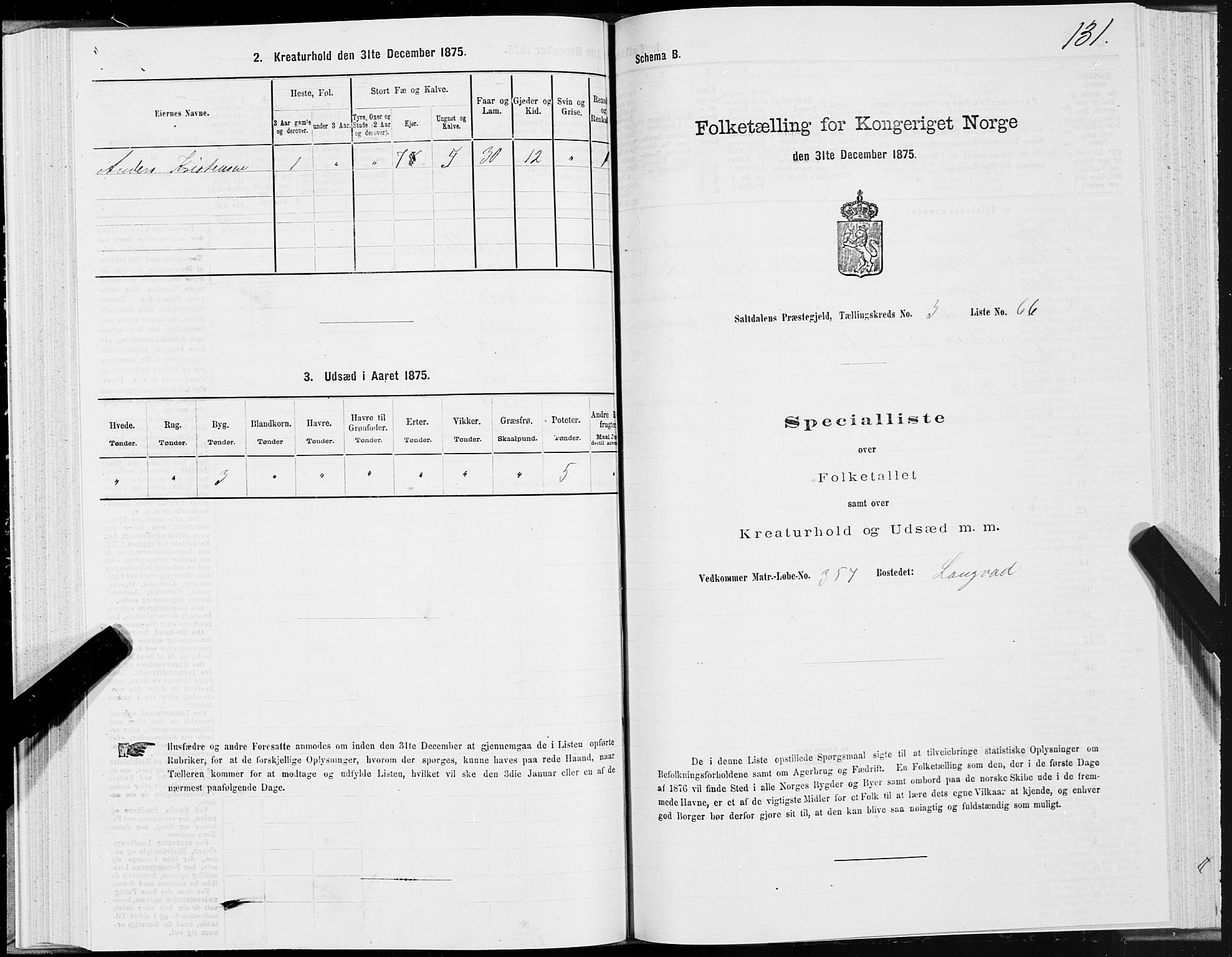 SAT, 1875 census for 1840P Saltdal, 1875, p. 2131