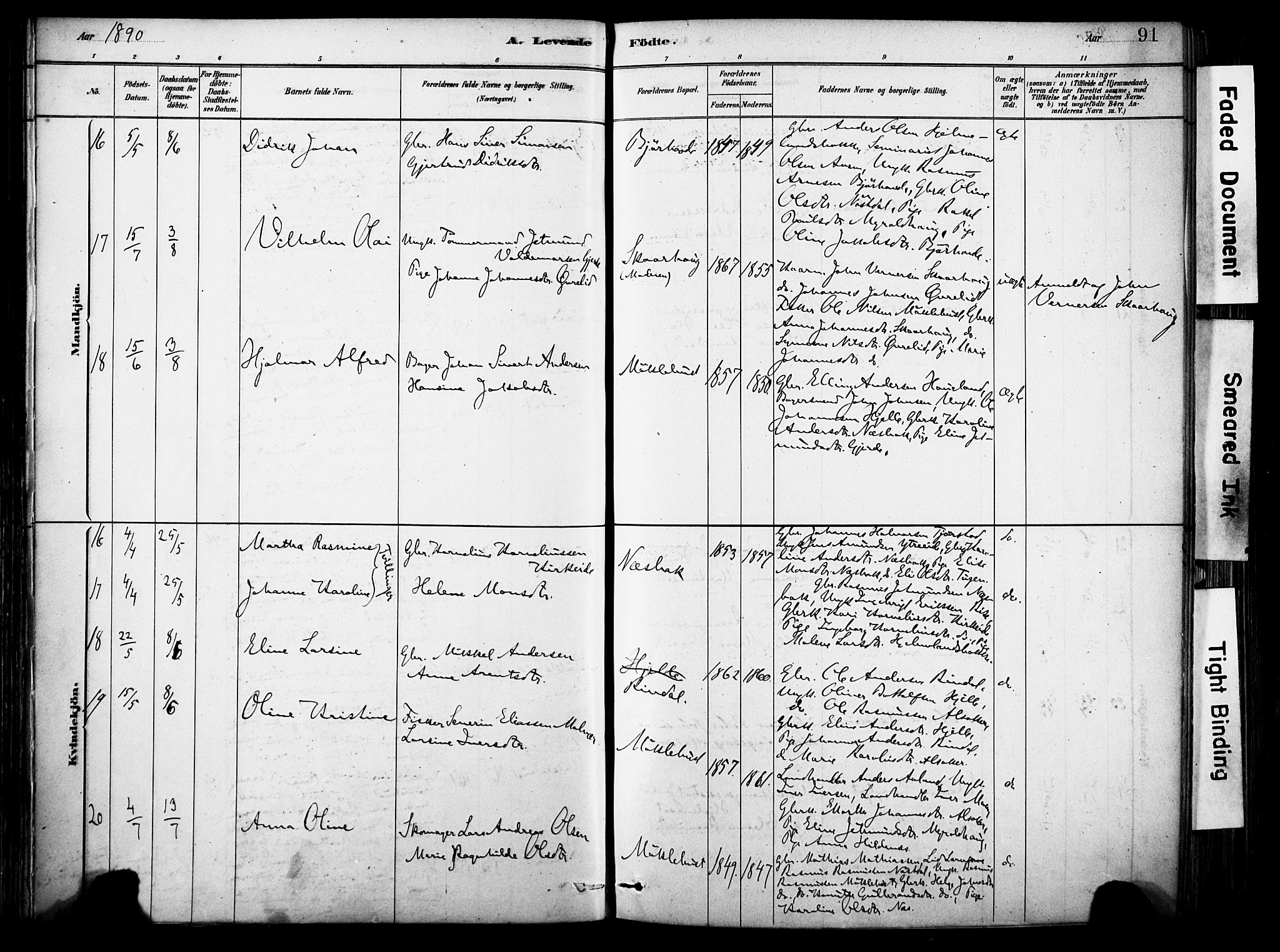 Eid sokneprestembete, AV/SAB-A-82301/H/Haa/Haab/L0001: Parish register (official) no. B 1, 1879-1906, p. 91