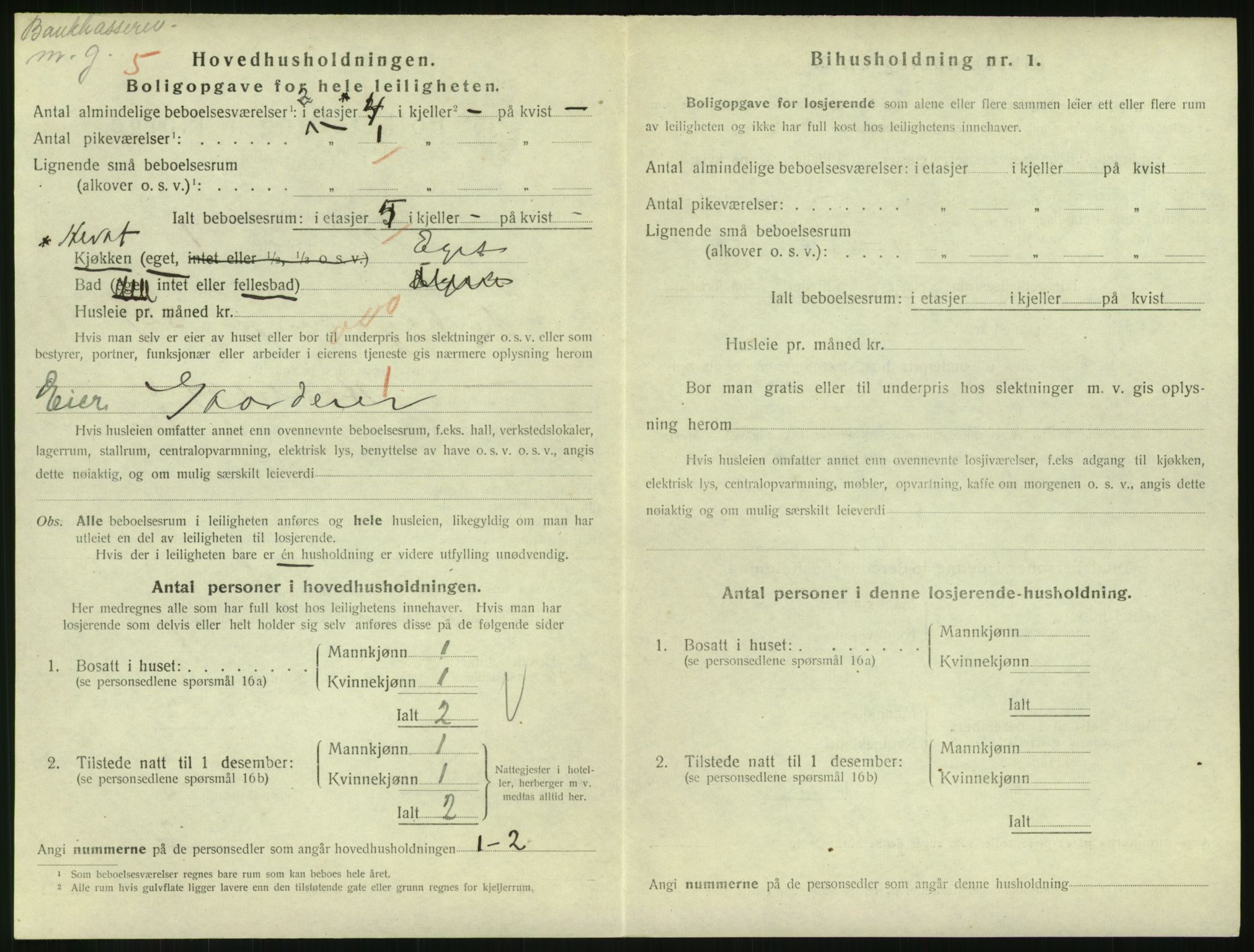 SAH, 1920 census for Lillehammer, 1920, p. 1605