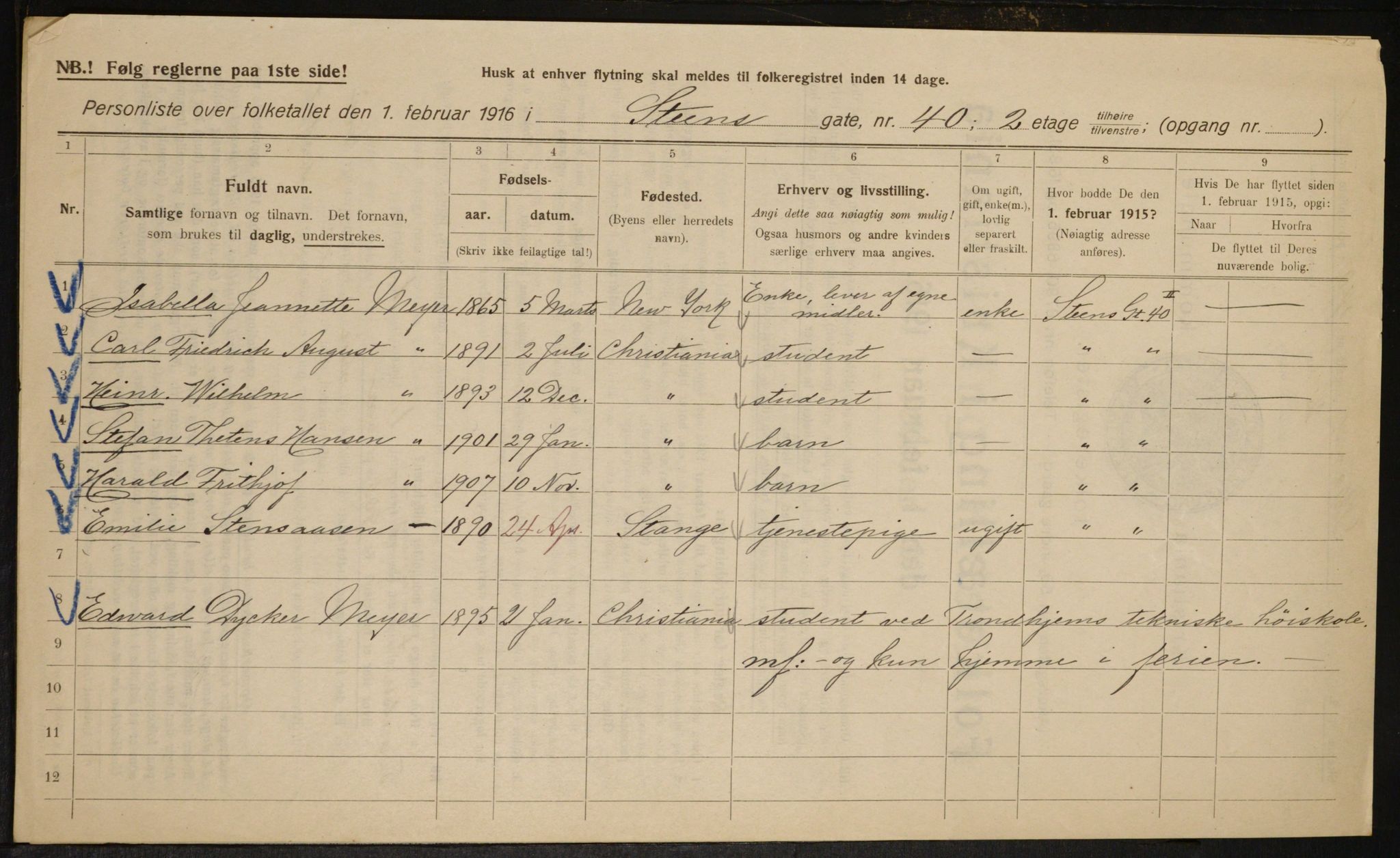 OBA, Municipal Census 1916 for Kristiania, 1916, p. 104945