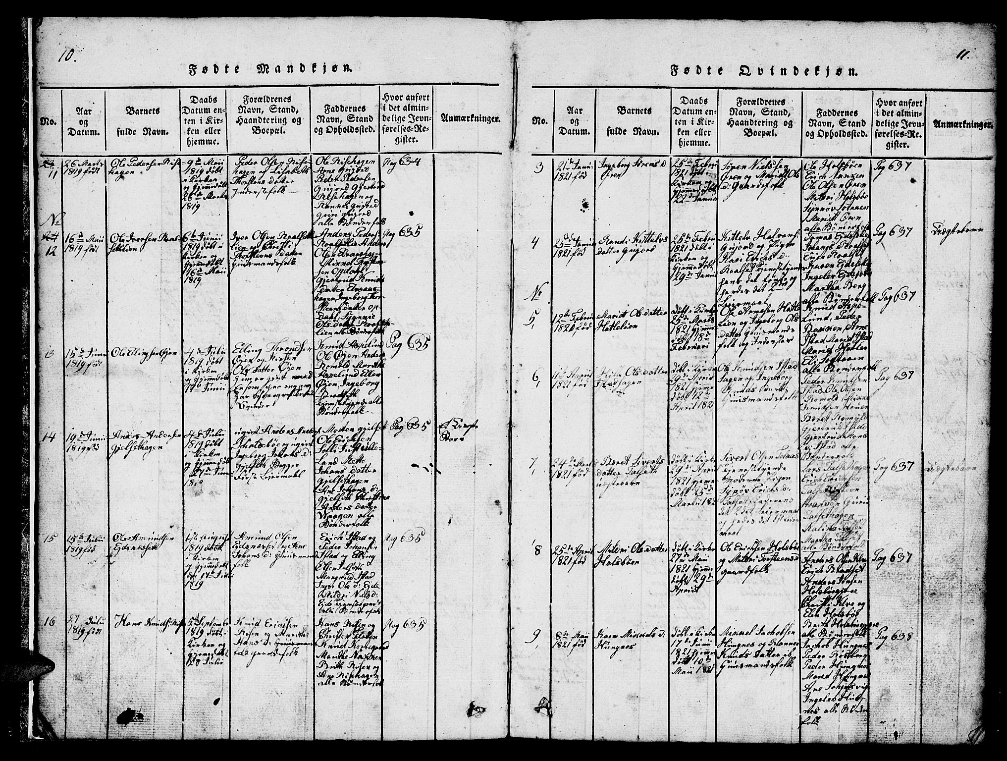 Ministerialprotokoller, klokkerbøker og fødselsregistre - Møre og Romsdal, SAT/A-1454/557/L0683: Parish register (copy) no. 557C01, 1818-1862, p. 10-11
