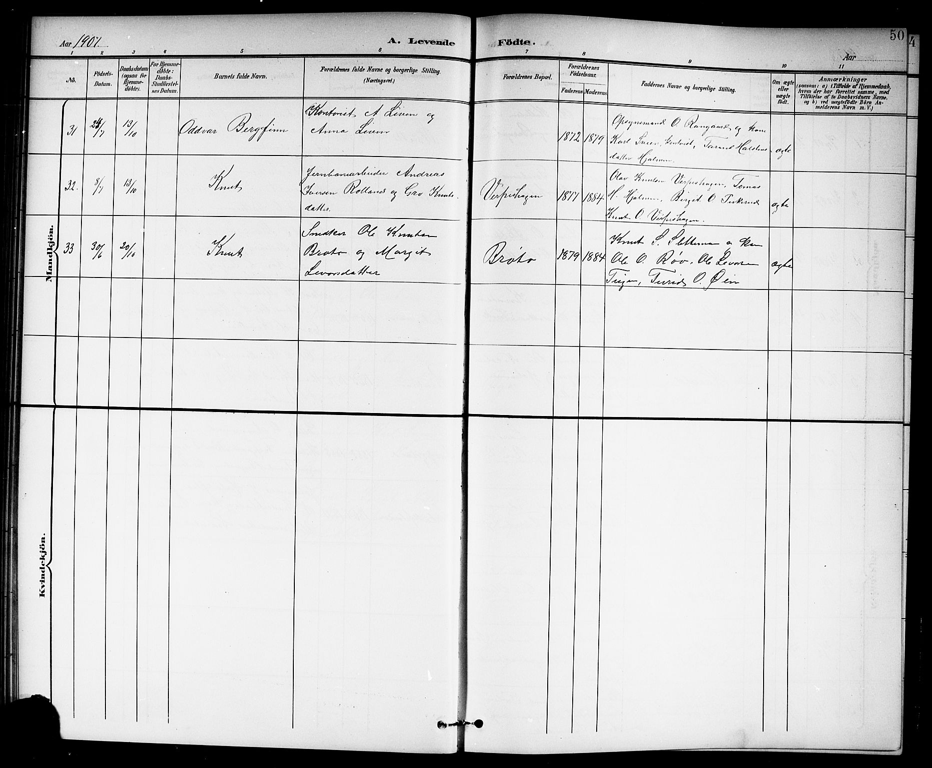 Hol kirkebøker, AV/SAKO-A-227/G/Ga/L0001: Parish register (copy) no. I 1, 1900-1919, p. 50