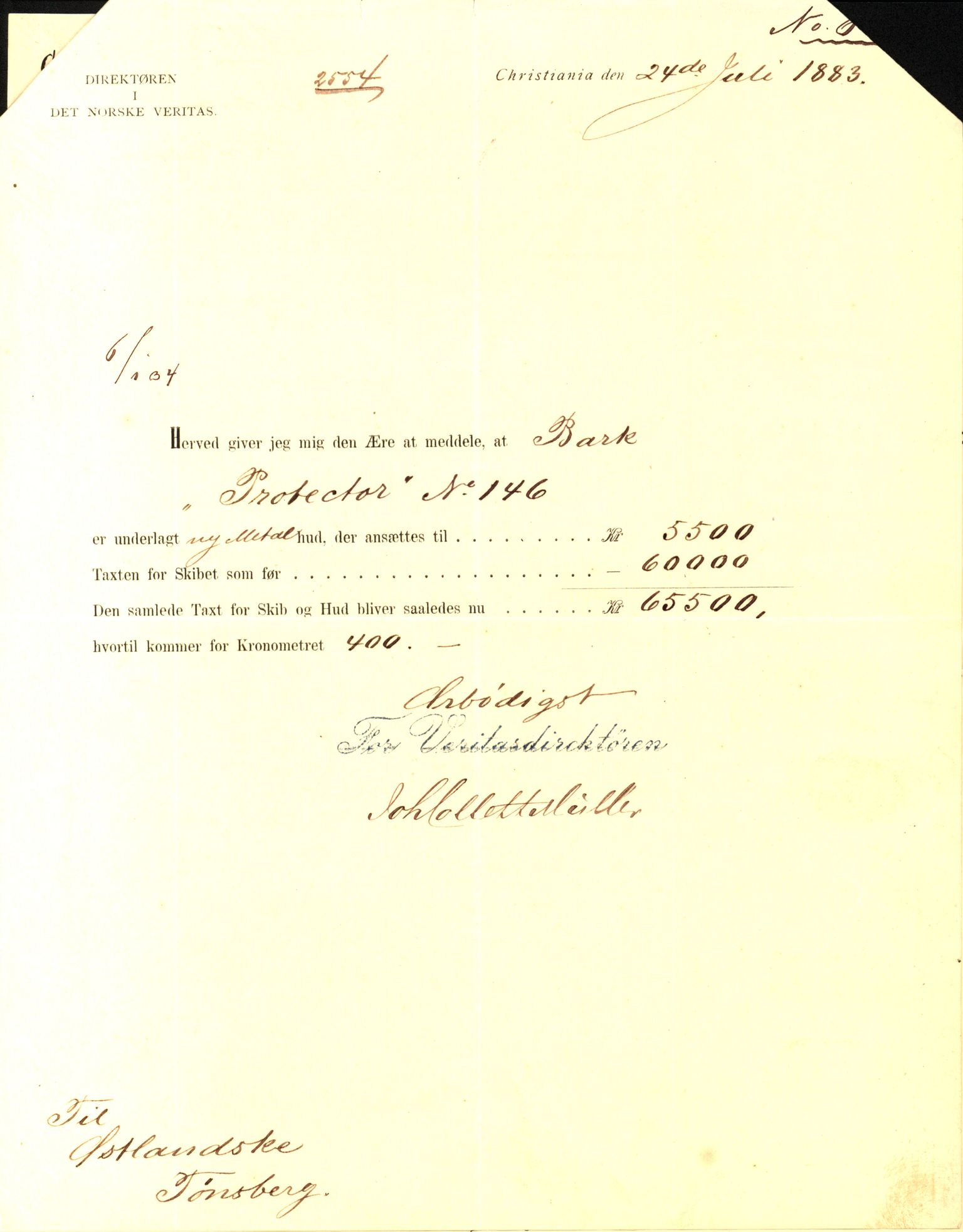 Pa 63 - Østlandske skibsassuranceforening, VEMU/A-1079/G/Ga/L0017/0006: Havaridokumenter / Nordenskjold, Professor Mohn, Protector, Orient, Elida, 1884, p. 22