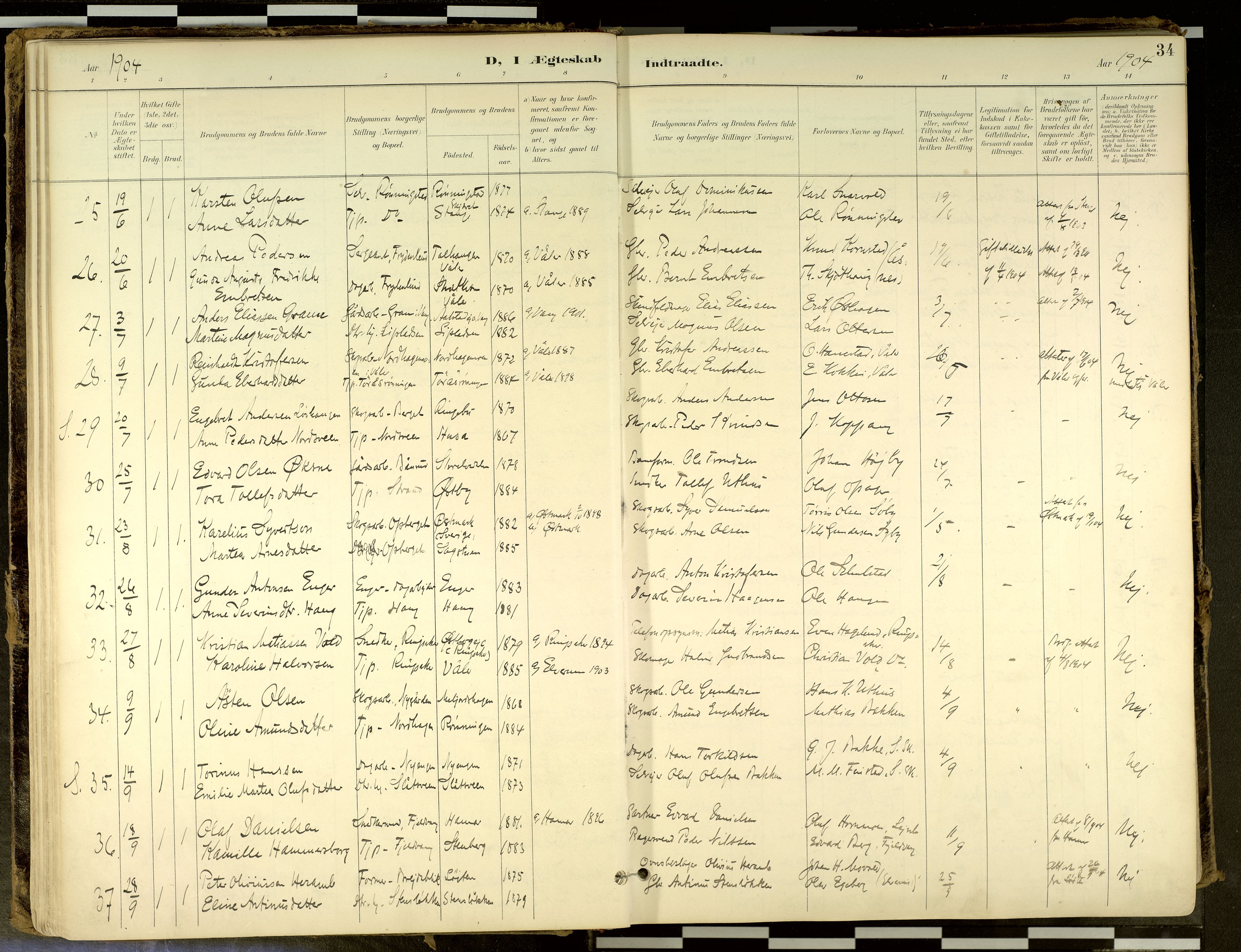 Elverum prestekontor, AV/SAH-PREST-044/H/Ha/Haa/L0018: Parish register (official) no. 18, 1894-1914, p. 34