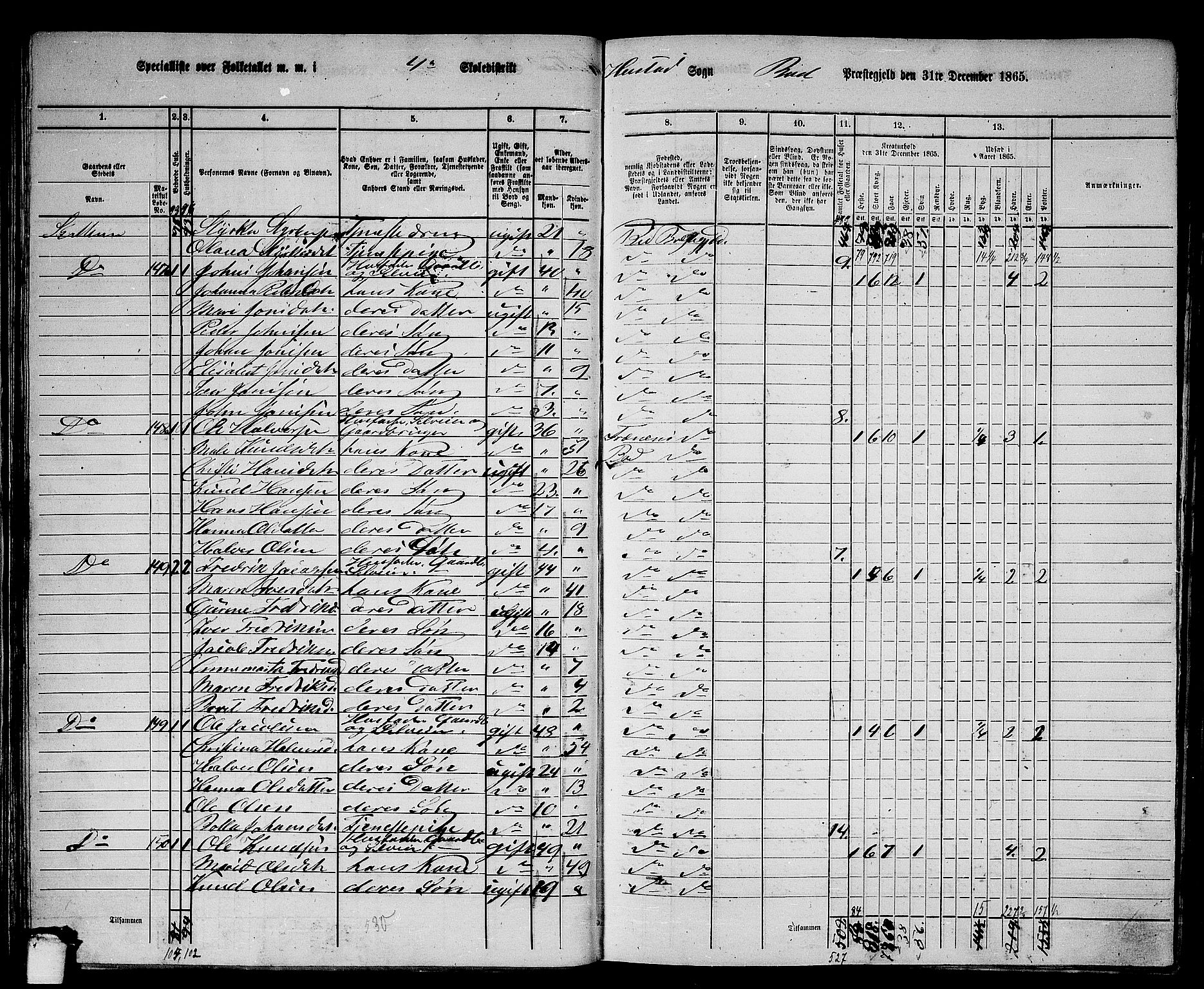 RA, 1865 census for Bud, 1865, p. 30