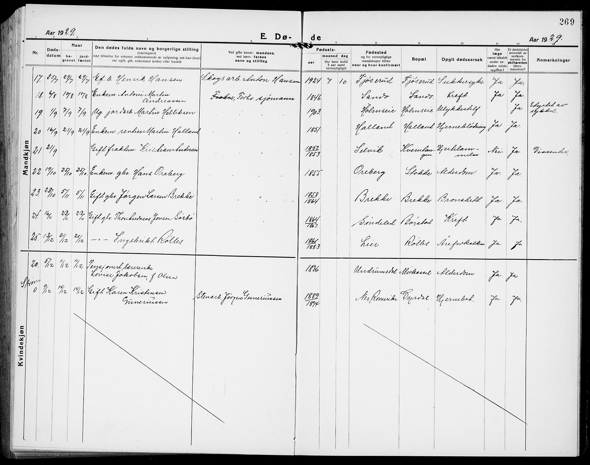 Sande Kirkebøker, AV/SAKO-A-53/G/Ga/L0005: Parish register (copy) no. 5, 1919-1937, p. 269