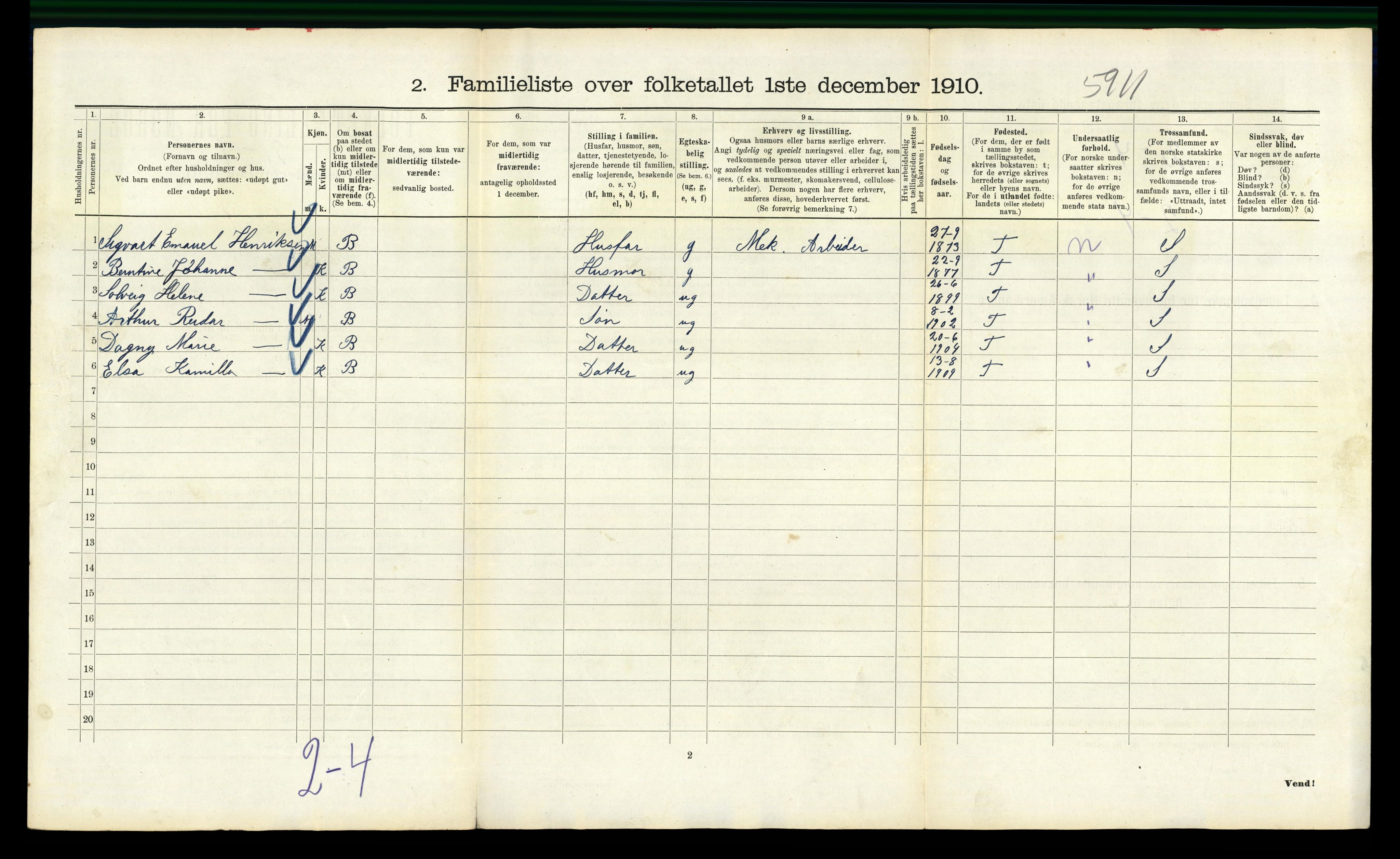 RA, 1910 census for Kristiania, 1910, p. 55778