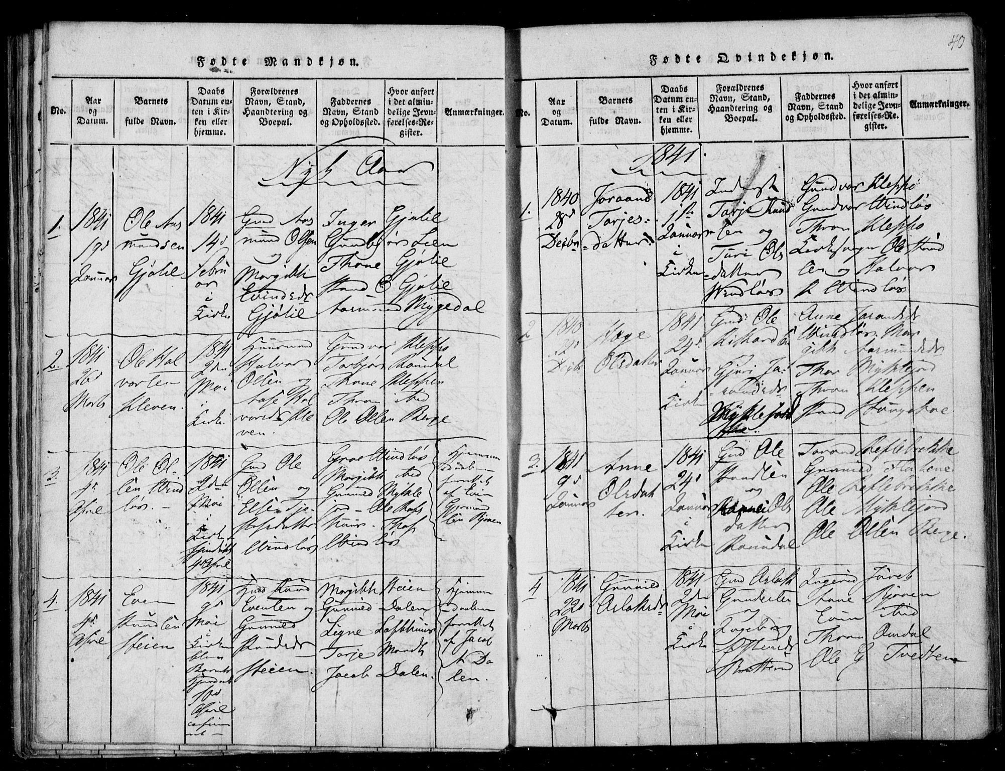 Lårdal kirkebøker, SAKO/A-284/F/Fb/L0001: Parish register (official) no. II 1, 1815-1860, p. 40