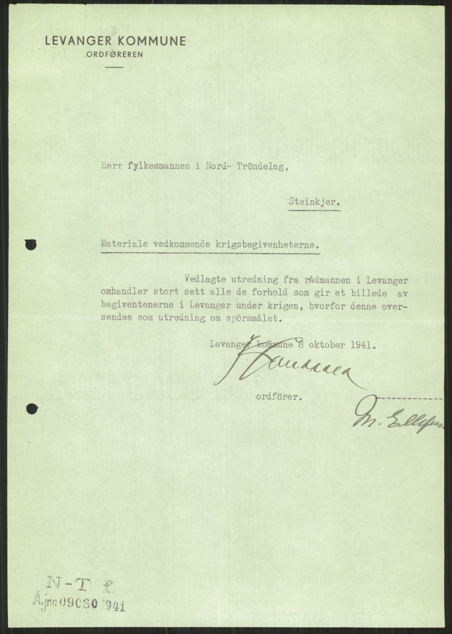 Forsvaret, Forsvarets krigshistoriske avdeling, RA/RAFA-2017/Y/Ya/L0016: II-C-11-31 - Fylkesmenn.  Rapporter om krigsbegivenhetene 1940., 1940, p. 496