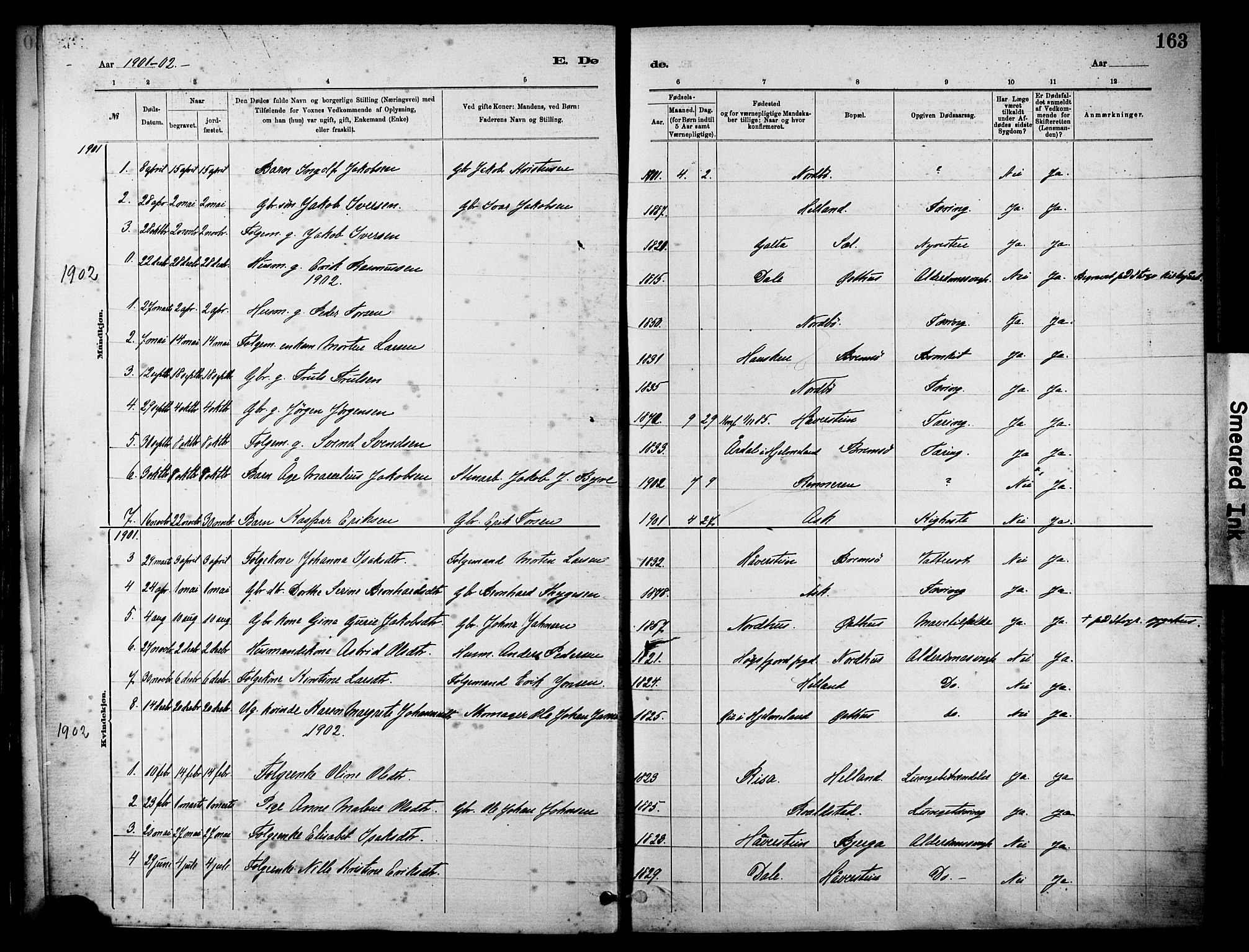 Rennesøy sokneprestkontor, SAST/A -101827/H/Ha/Haa/L0012: Parish register (official) no. A 13, 1885-1917, p. 163