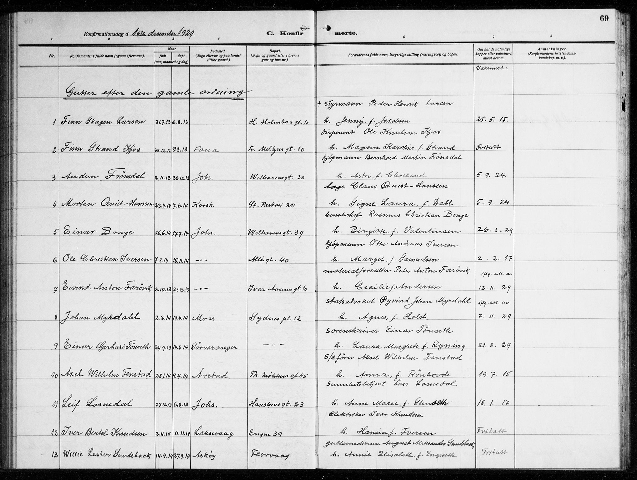 Johanneskirken sokneprestembete, AV/SAB-A-76001/H/Haa/L0010: Parish register (official) no. C 3, 1925-1935, p. 69