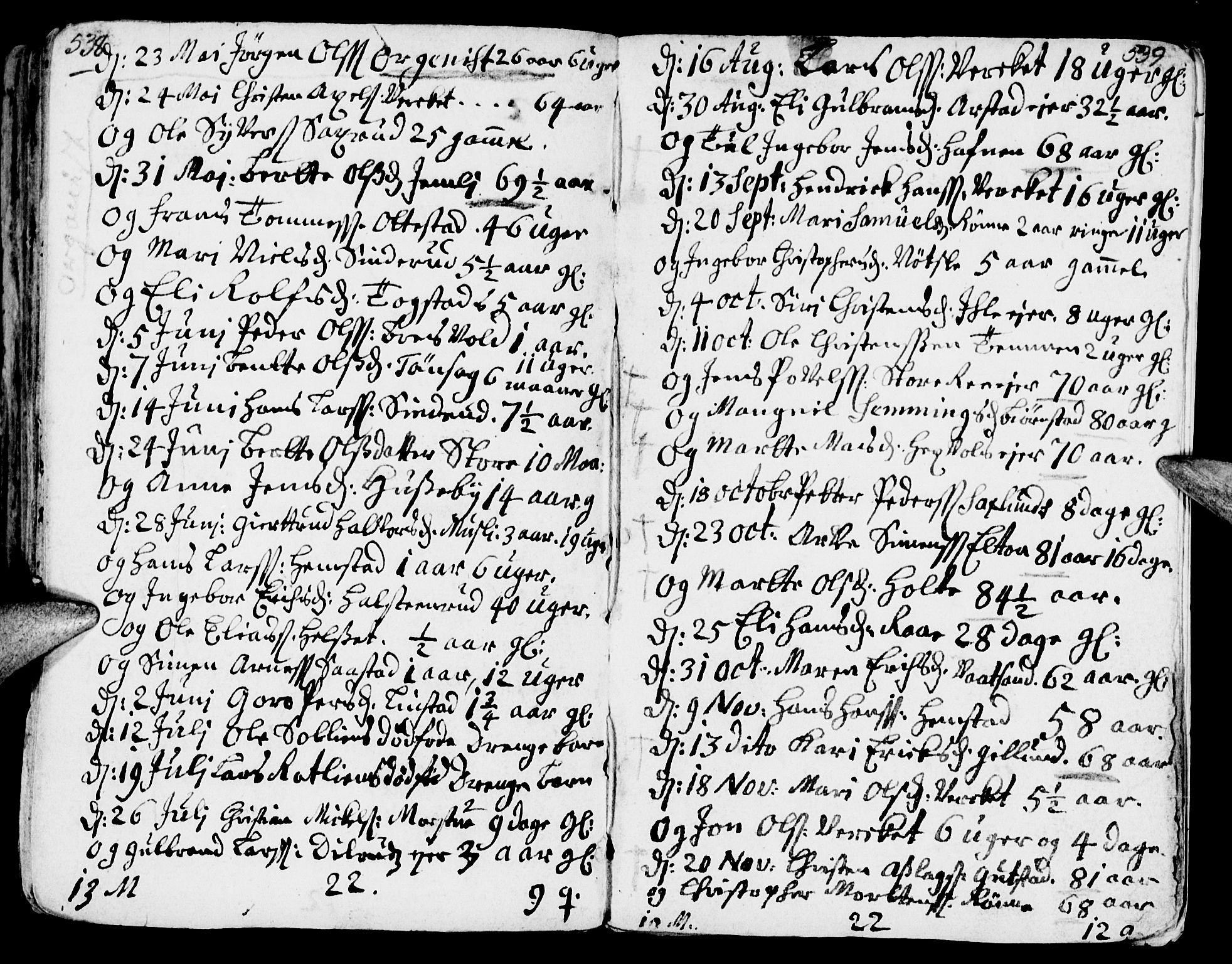 Stange prestekontor, AV/SAH-PREST-002/K/L0002: Parish register (official) no. 2, 1724-1740, p. 538-539