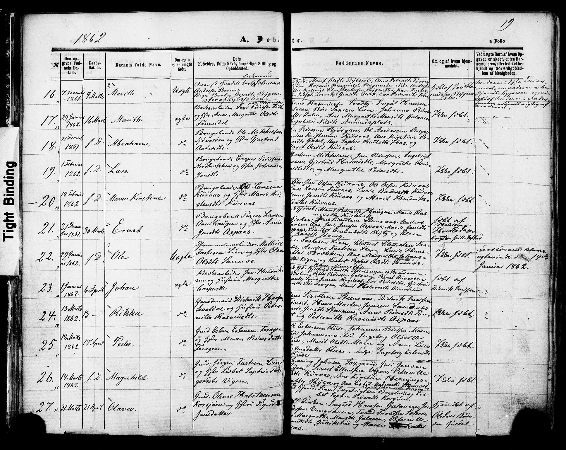 Ministerialprotokoller, klokkerbøker og fødselsregistre - Sør-Trøndelag, SAT/A-1456/681/L0932: Parish register (official) no. 681A10, 1860-1878, p. 19