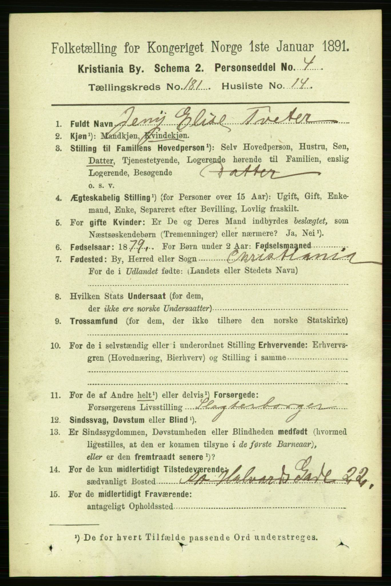 RA, 1891 census for 0301 Kristiania, 1891, p. 108644