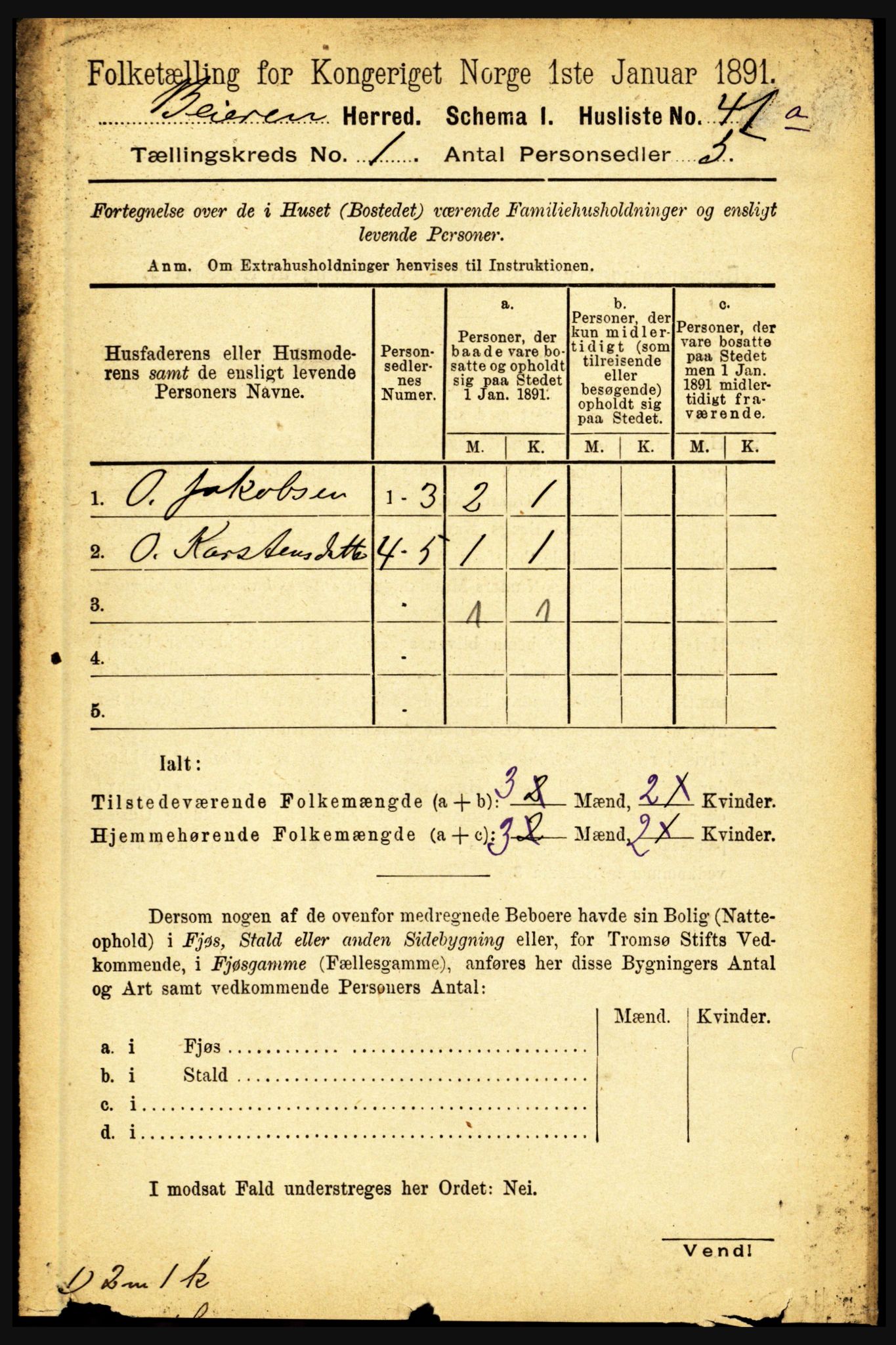 RA, 1891 census for 1839 Beiarn, 1891, p. 60