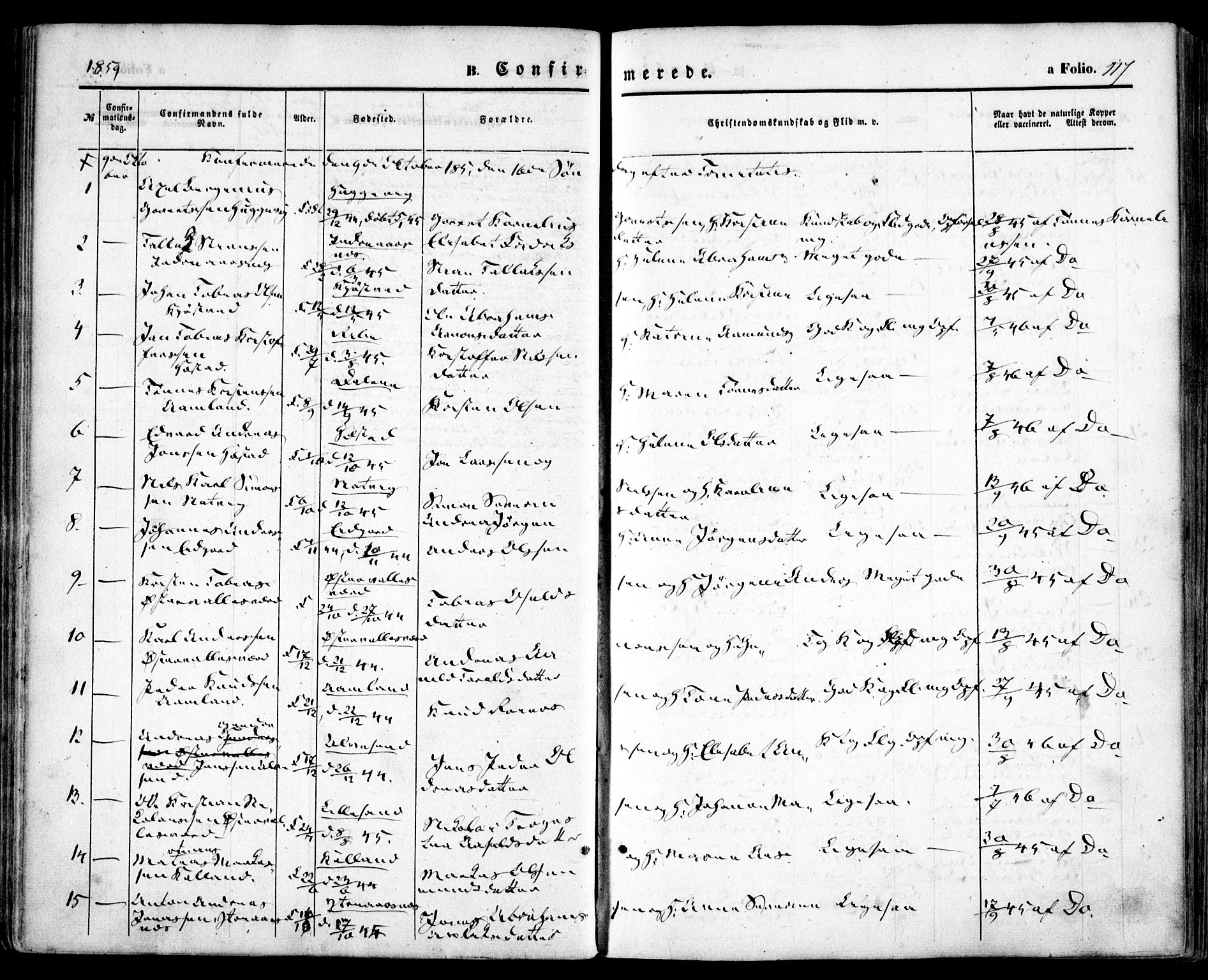 Høvåg sokneprestkontor, SAK/1111-0025/F/Fa/L0004: Parish register (official) no. A 4, 1859-1877, p. 117