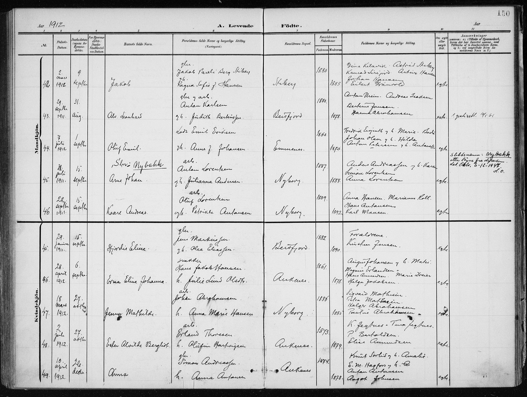 Ministerialprotokoller, klokkerbøker og fødselsregistre - Nordland, SAT/A-1459/866/L0941: Parish register (official) no. 866A04, 1901-1917, p. 150