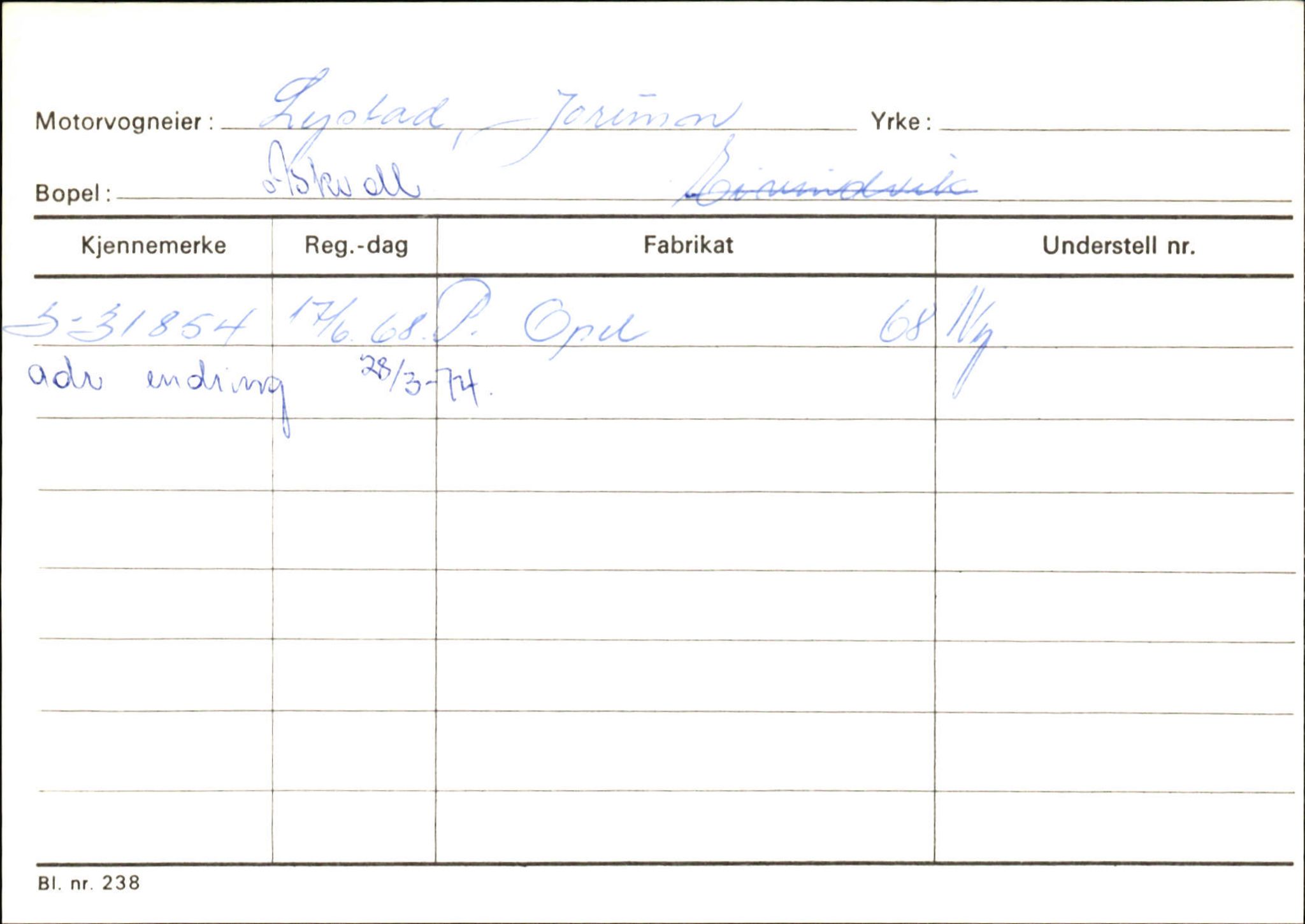 Statens vegvesen, Sogn og Fjordane vegkontor, SAB/A-5301/4/F/L0132: Eigarregister Askvoll A-Å. Balestrand A-Å, 1945-1975, p. 816