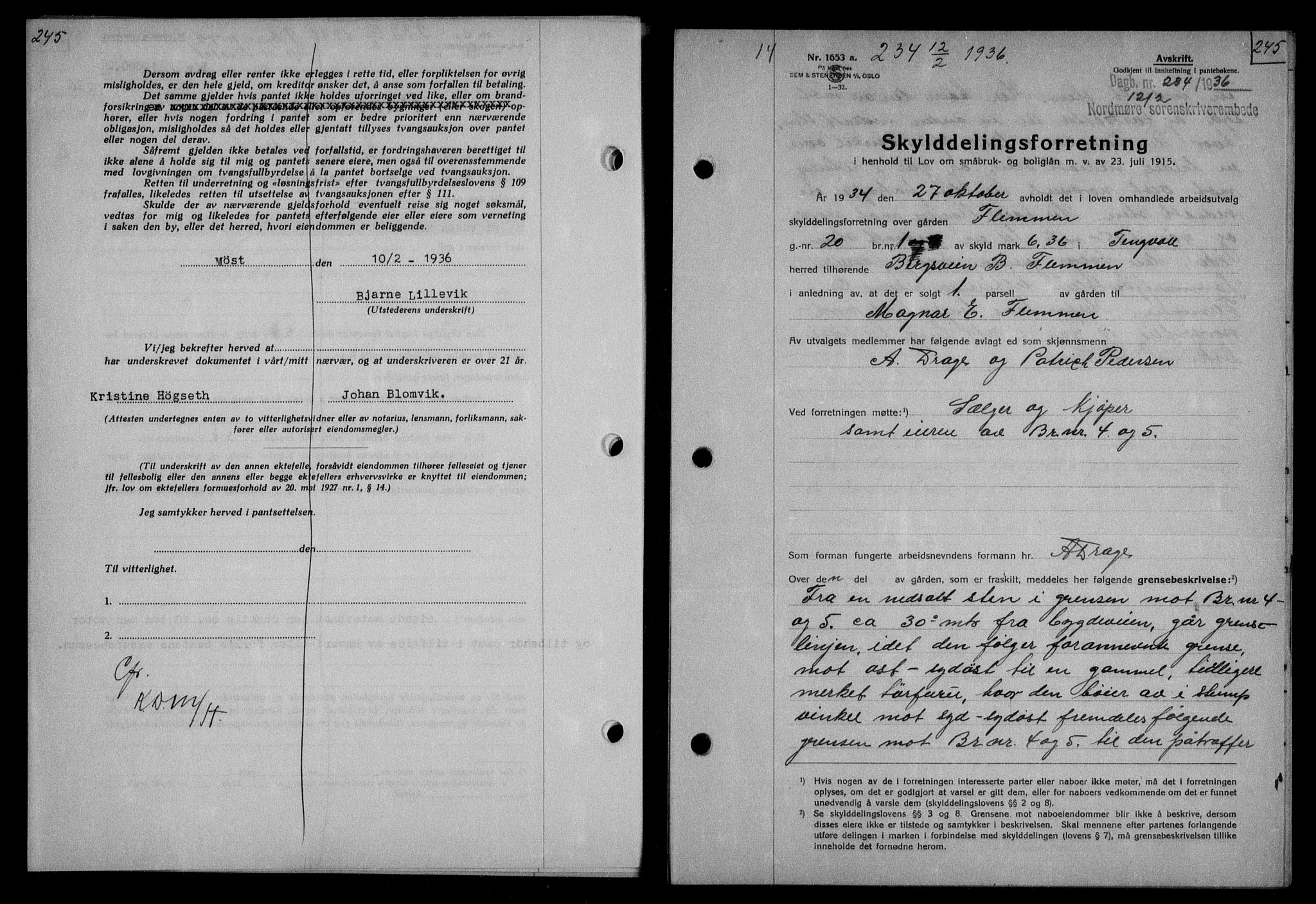 Nordmøre sorenskriveri, AV/SAT-A-4132/1/2/2Ca/L0087: Mortgage book no. 77, 1935-1936, Deed date: 12.02.1936