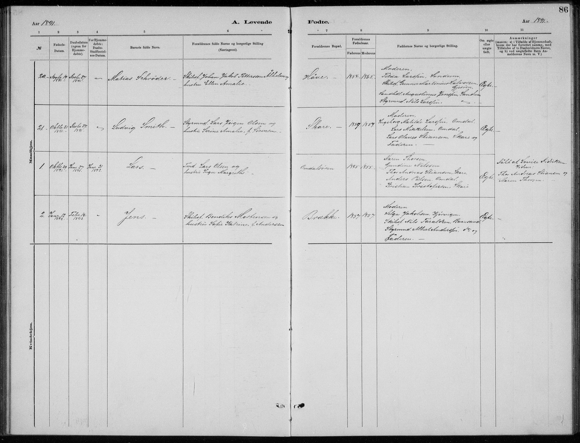 Tromøy sokneprestkontor, SAK/1111-0041/F/Fb/L0005: Parish register (copy) no. B 5, 1877-1891, p. 86