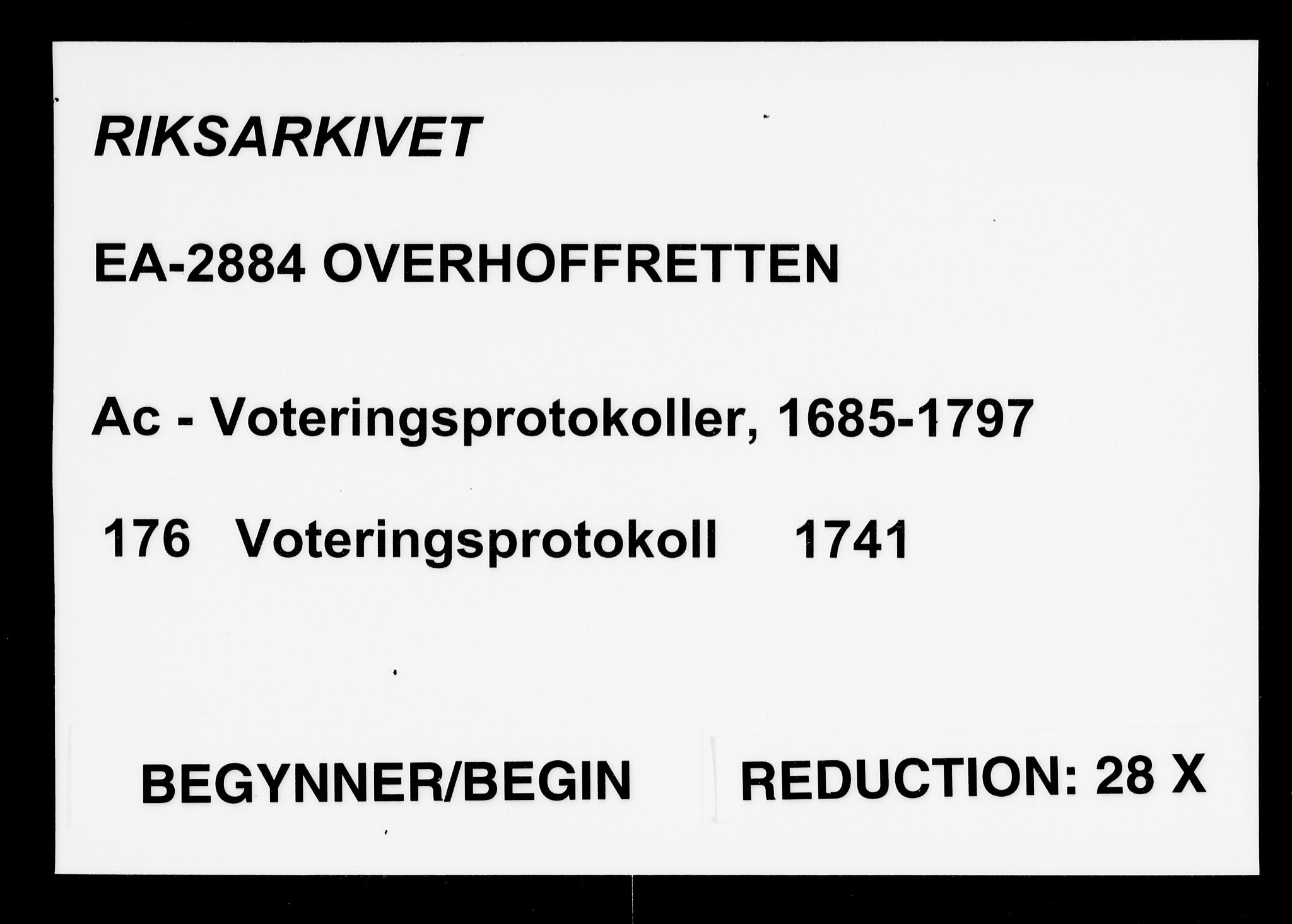 Overhoffretten 1667-1797, RA/EA-2884/Ac/L0176: Voteringsprotokoll, 1741