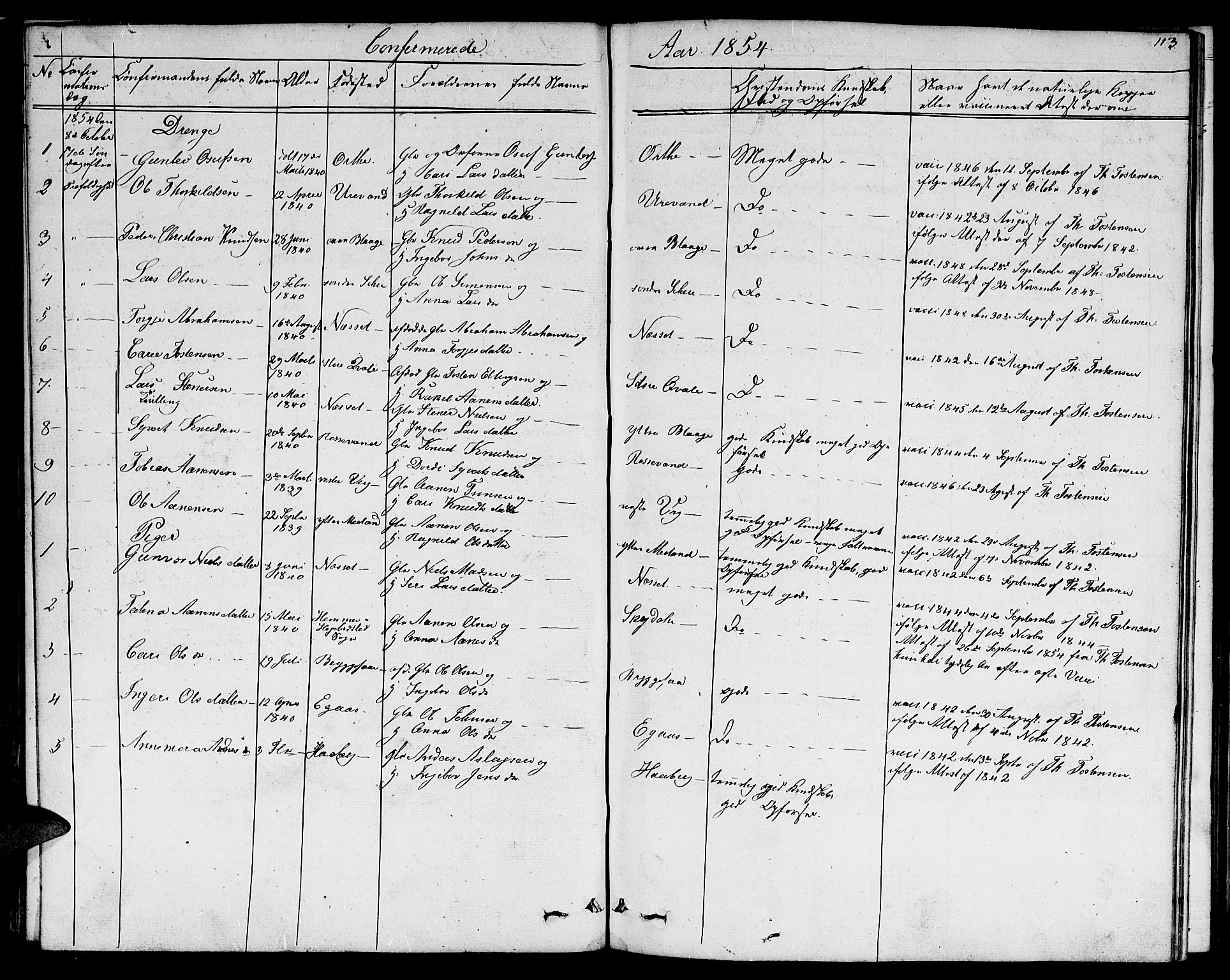 Hægebostad sokneprestkontor, AV/SAK-1111-0024/F/Fb/Fbb/L0002: Parish register (copy) no. B 2, 1851-1886, p. 113